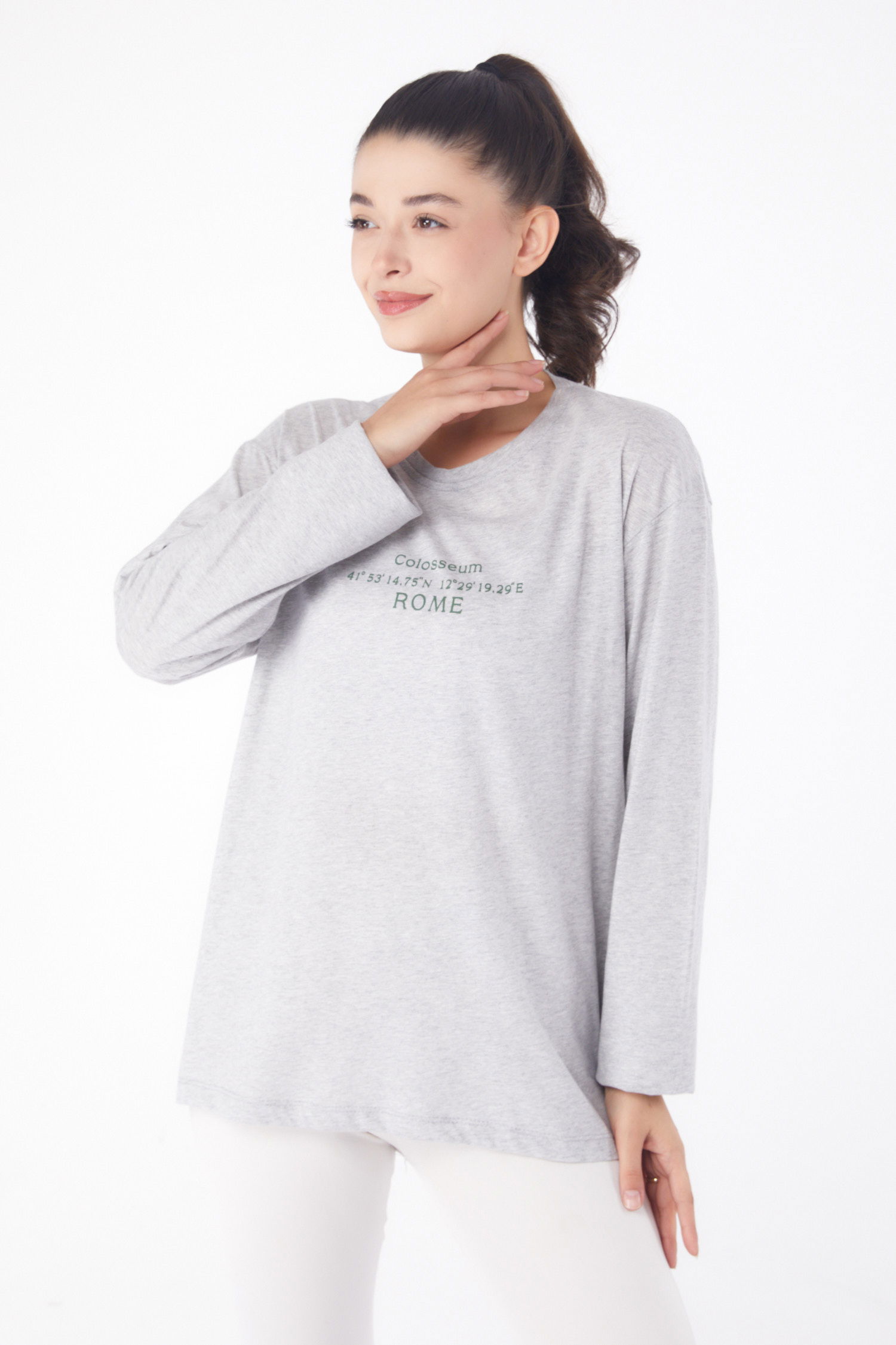 Baskılı Sweat Gri - 26239 - 11