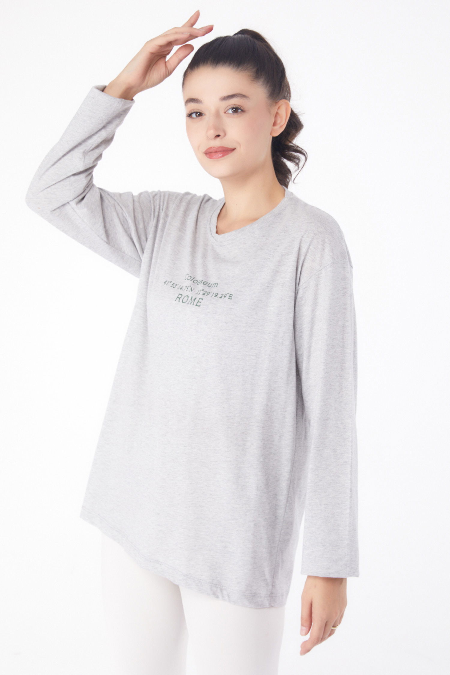 Baskılı Sweat Gri - 26239 - 12