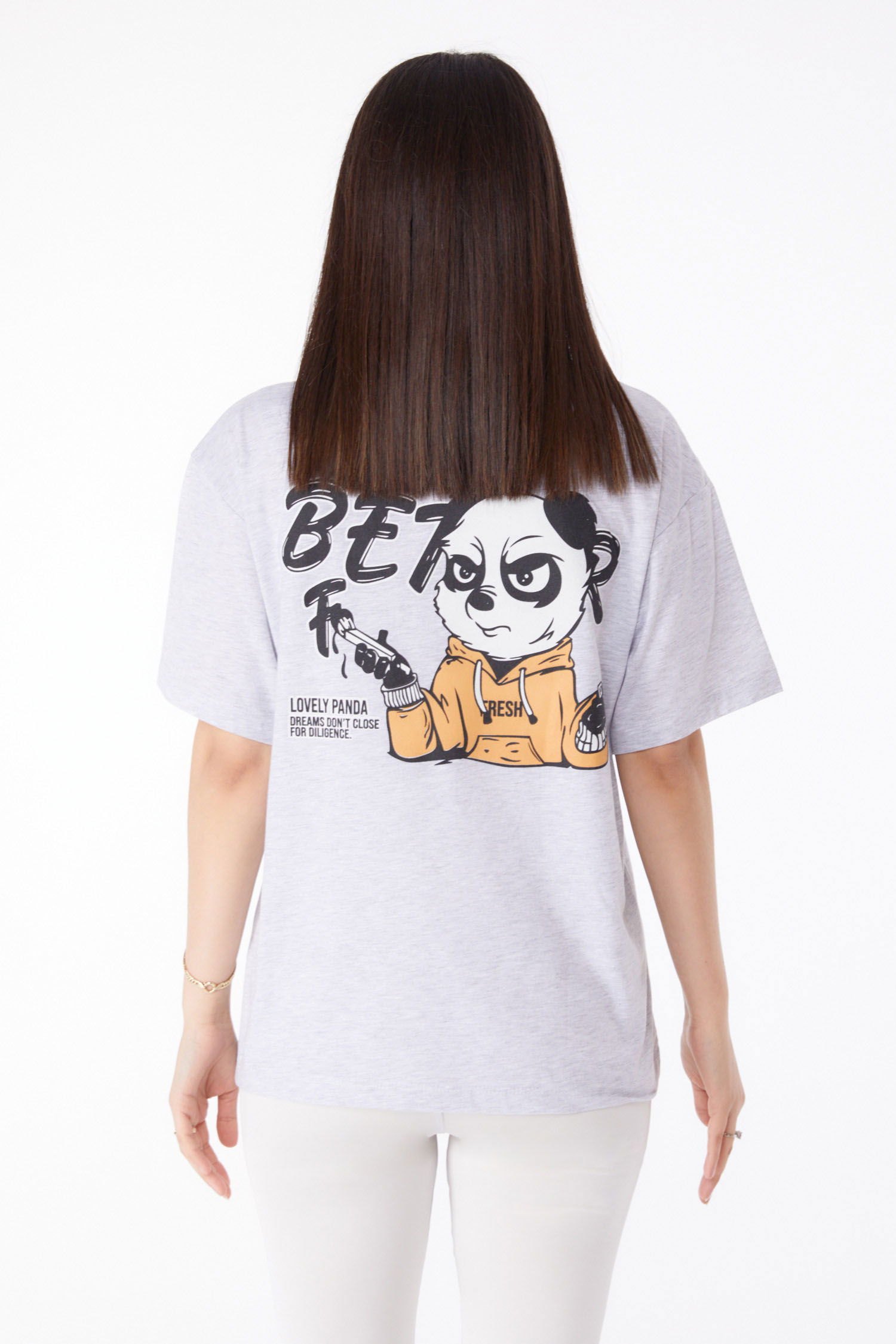 Baskılı T-shirt Gri - 25286 - 5