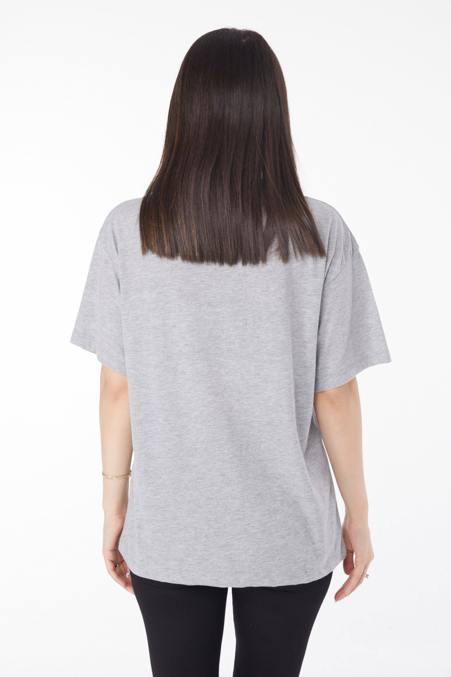 Baskılı T-shirt Gri - 25694 - 1
