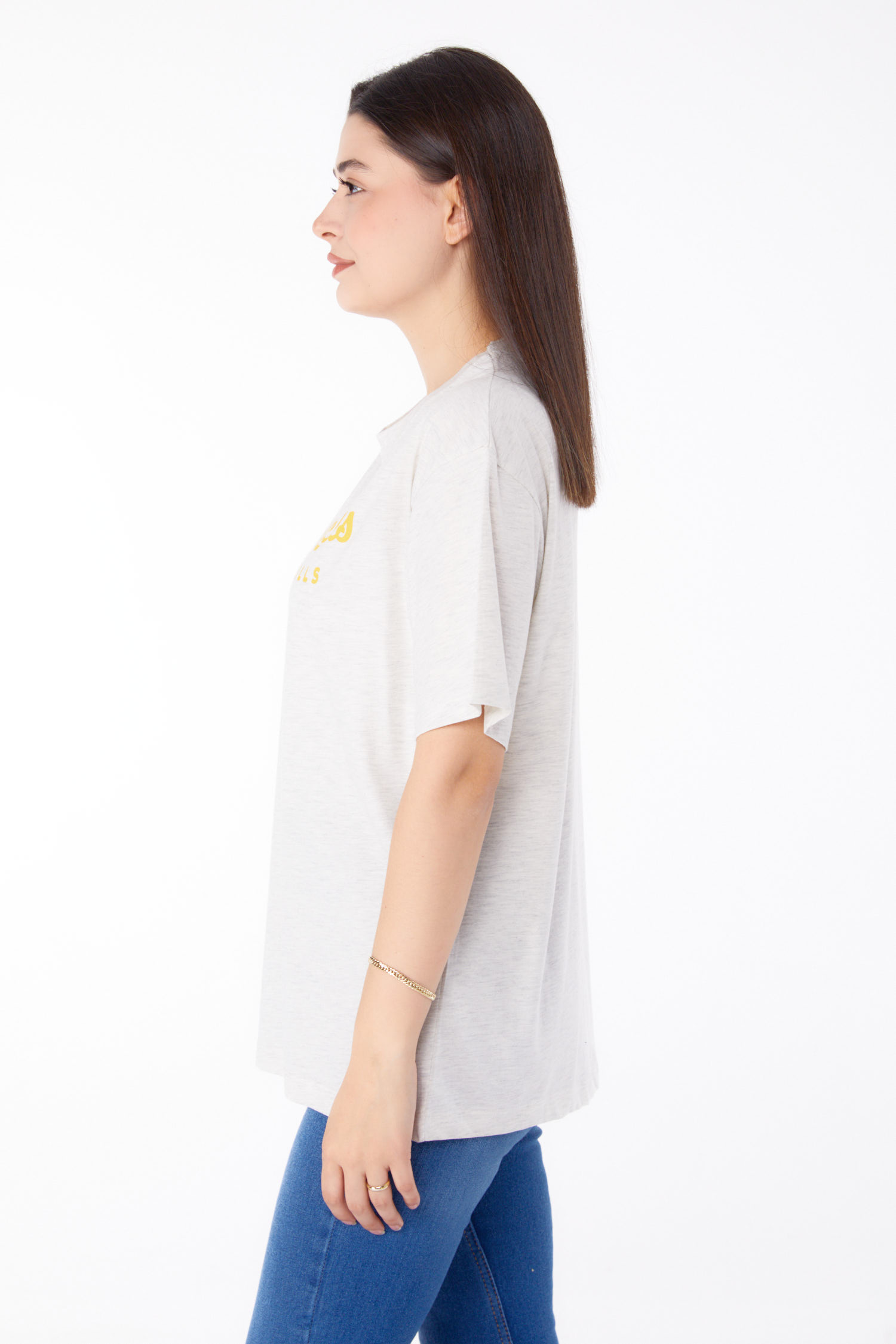 Baskılı T-shirt Gri - 25701 - 4