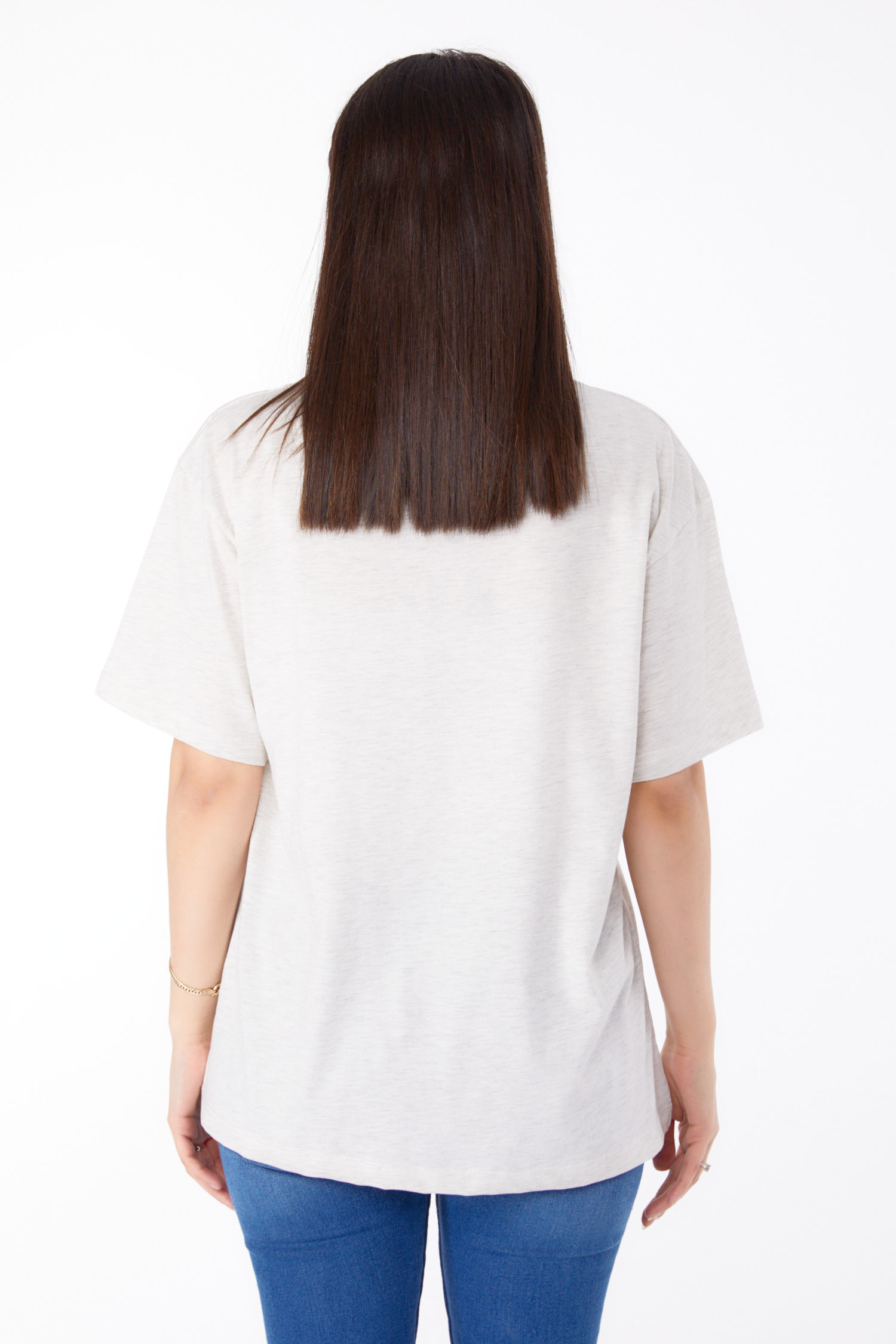 Baskılı T-shirt Gri - 25701 - 5