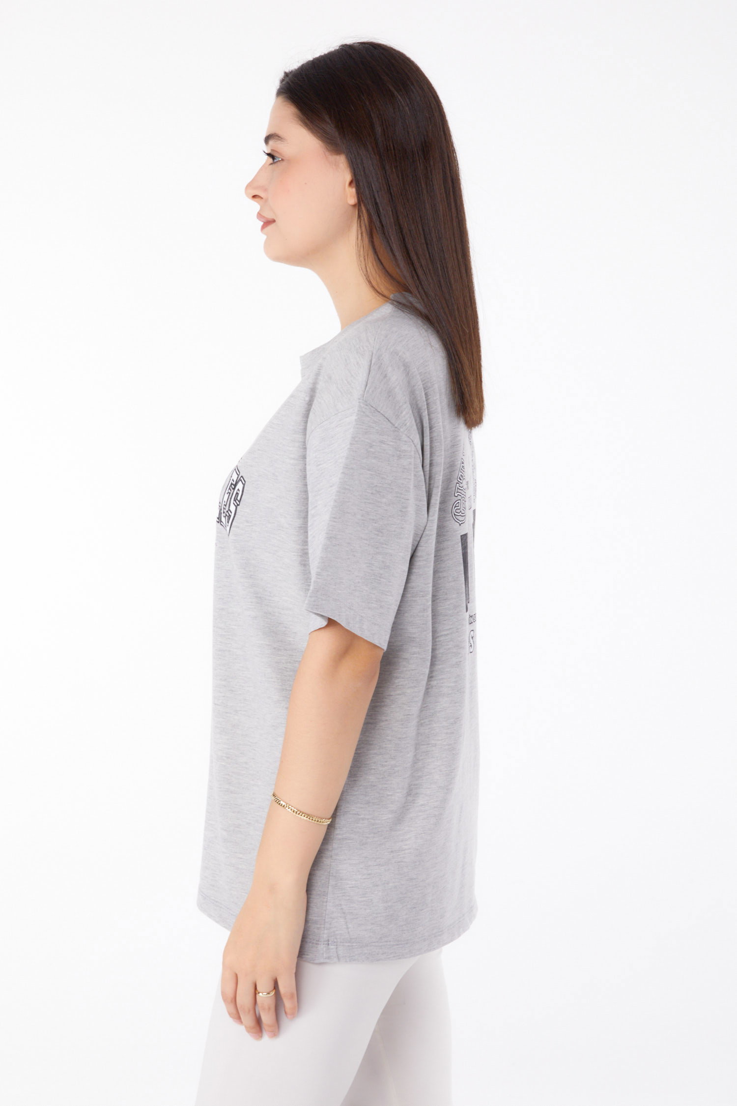 Baskılı T-shirt Gri - 25704 - 4