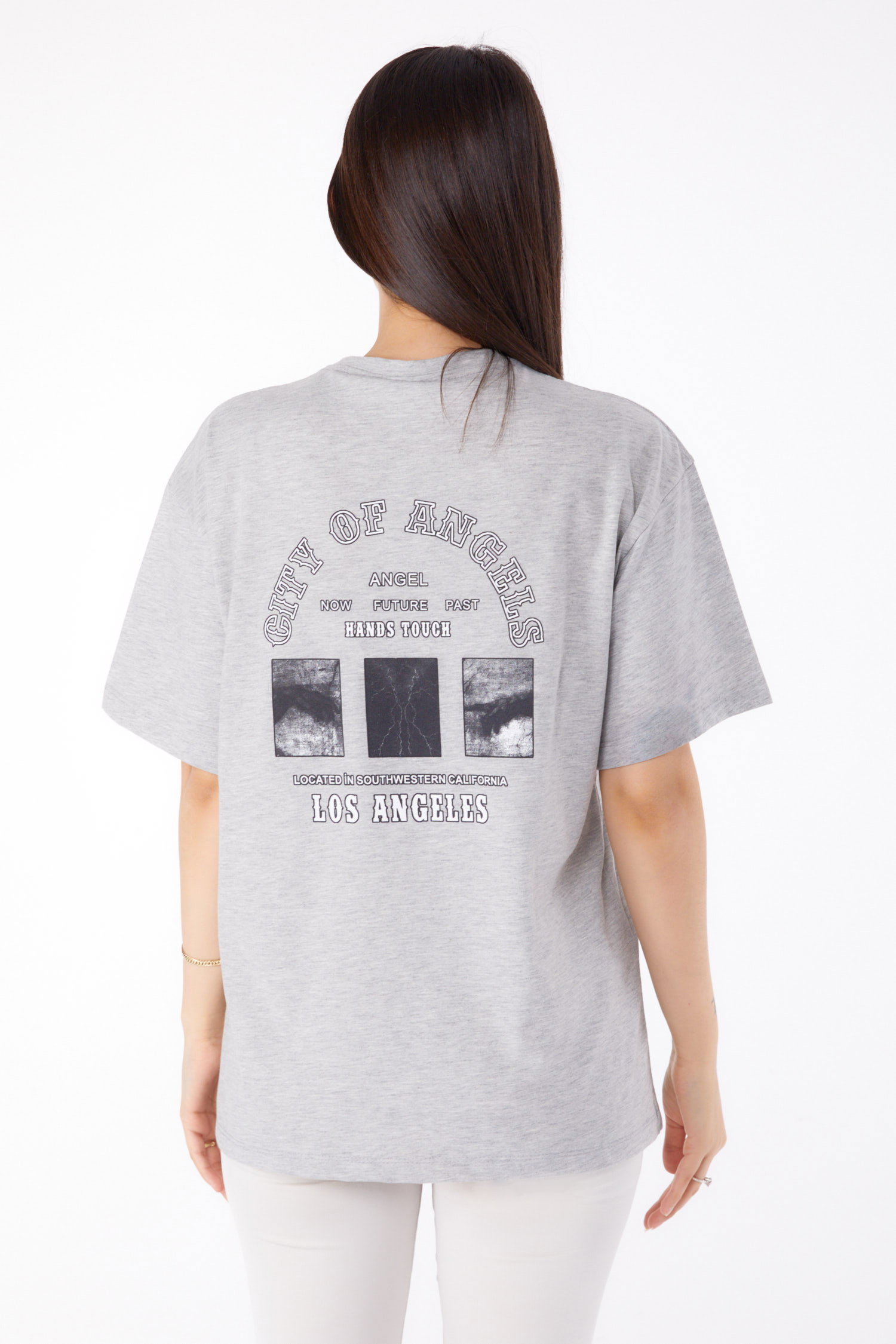 Baskılı T-shirt Gri - 25704 - 5