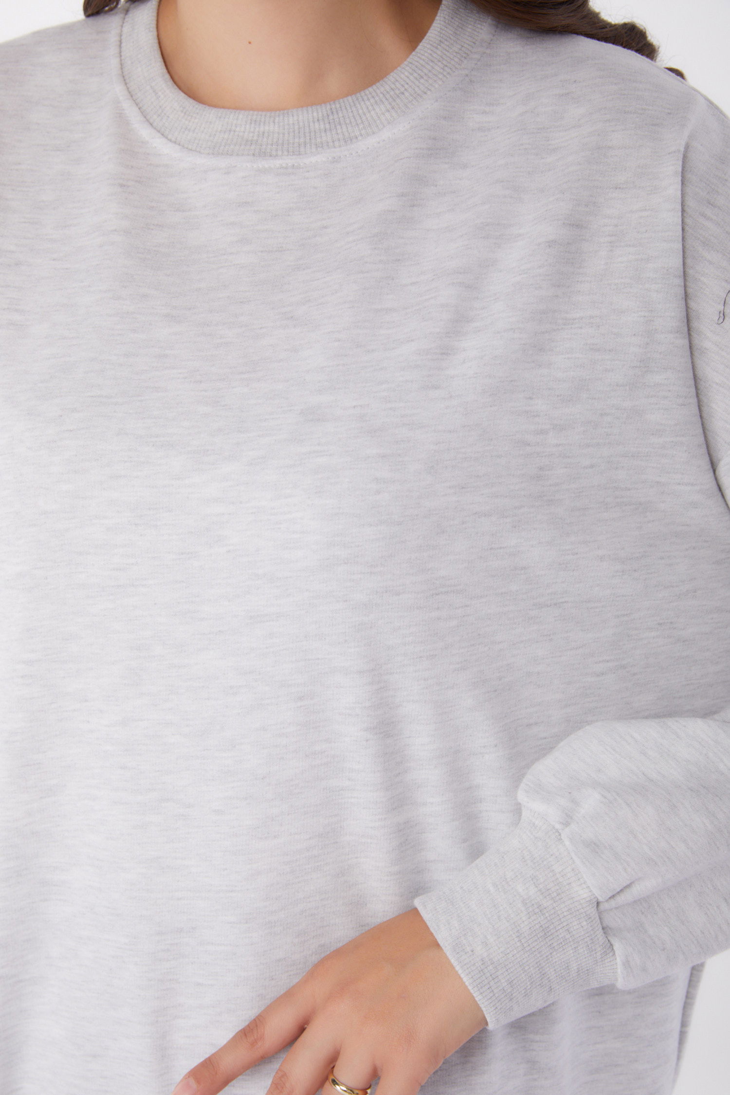 Manşetli Sweatshirt Gri - 26046 - 6