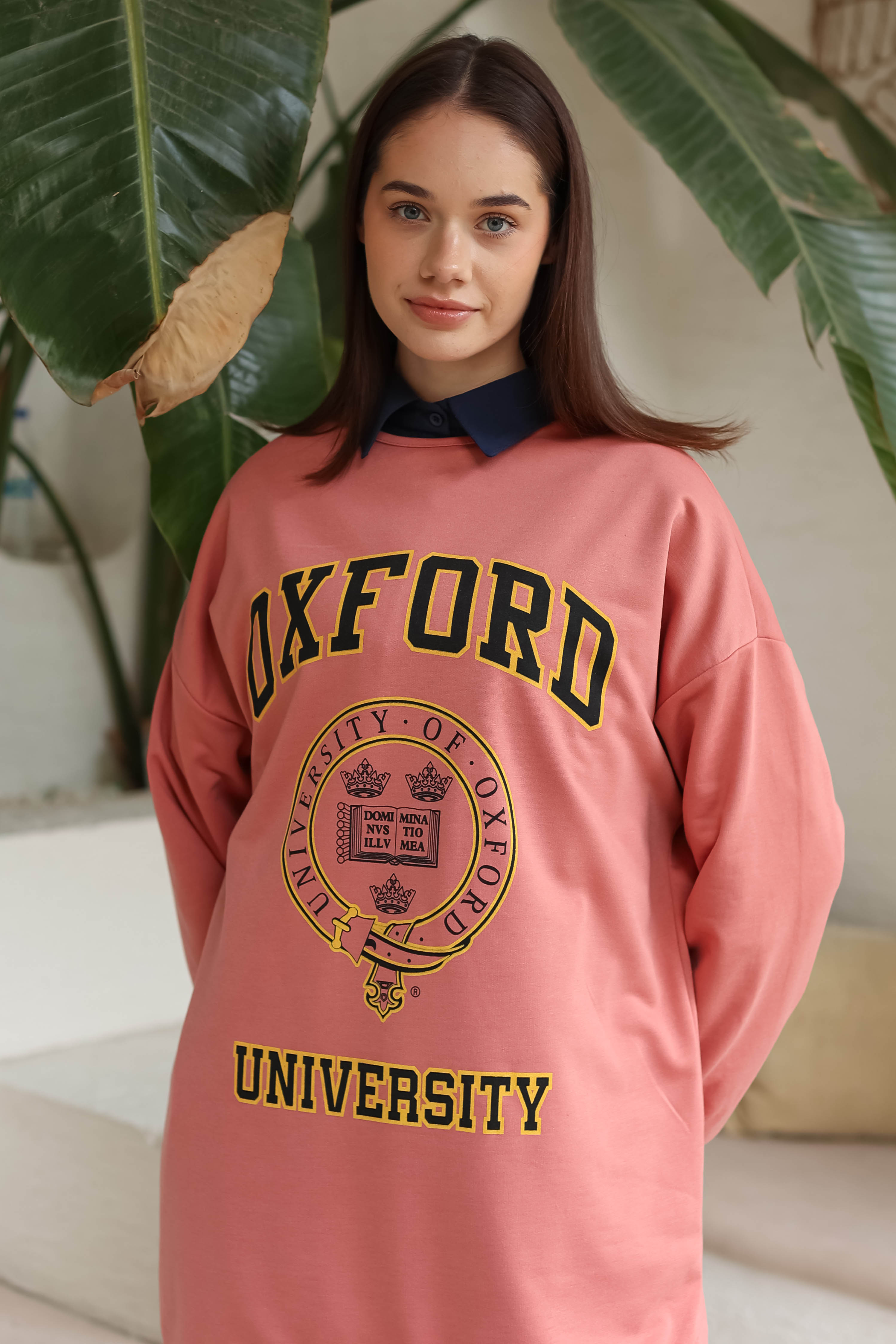 Düz Bisiklet Yaka Kadın Gül Baskılı Sweatshirt - 13281 - 3