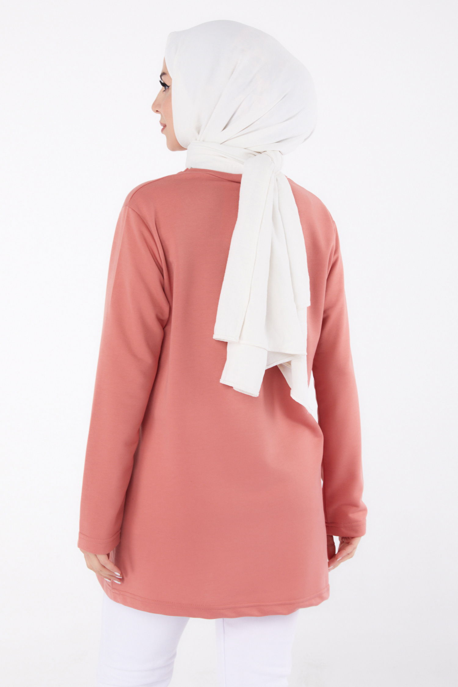 Baskılı Sweatshirt Gül - 13331 - 5