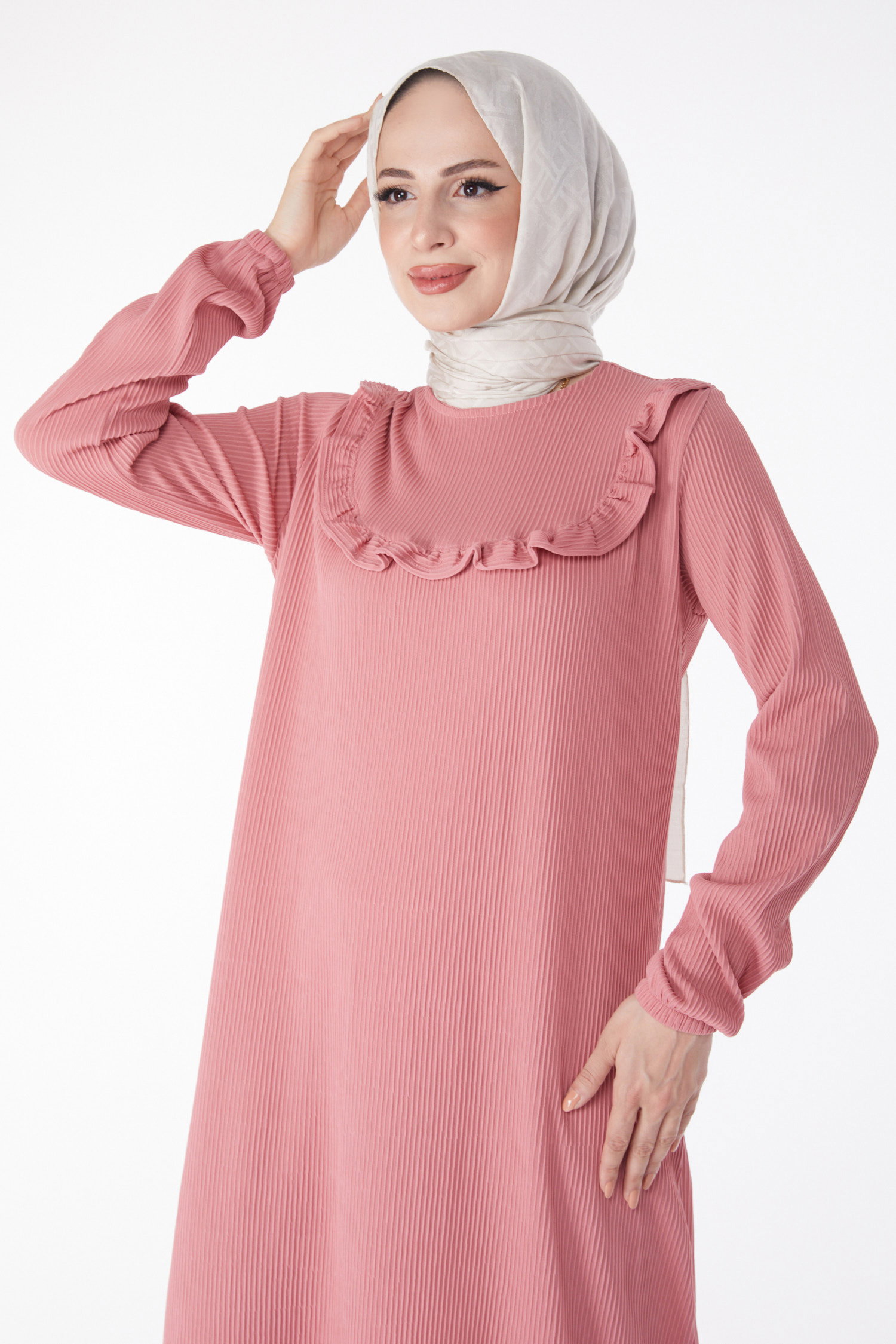 Fırfırlı Elbise Gül - 25056 - 3