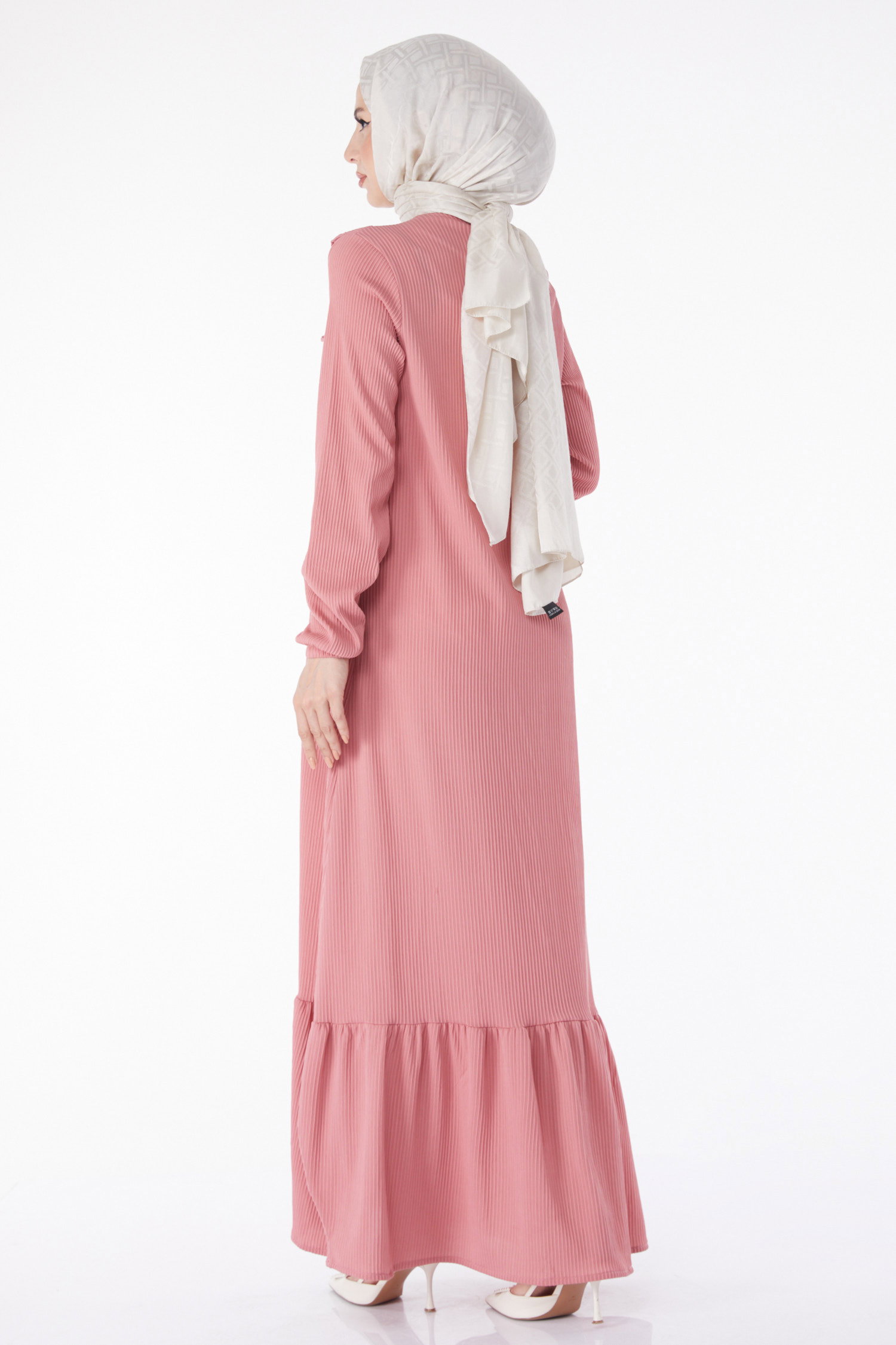 Fırfırlı Elbise Gül - 25056 - 5