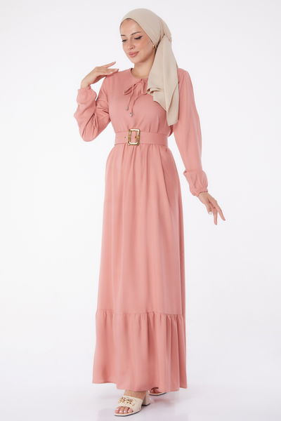 Kemerli Elbise Gül - 26041 