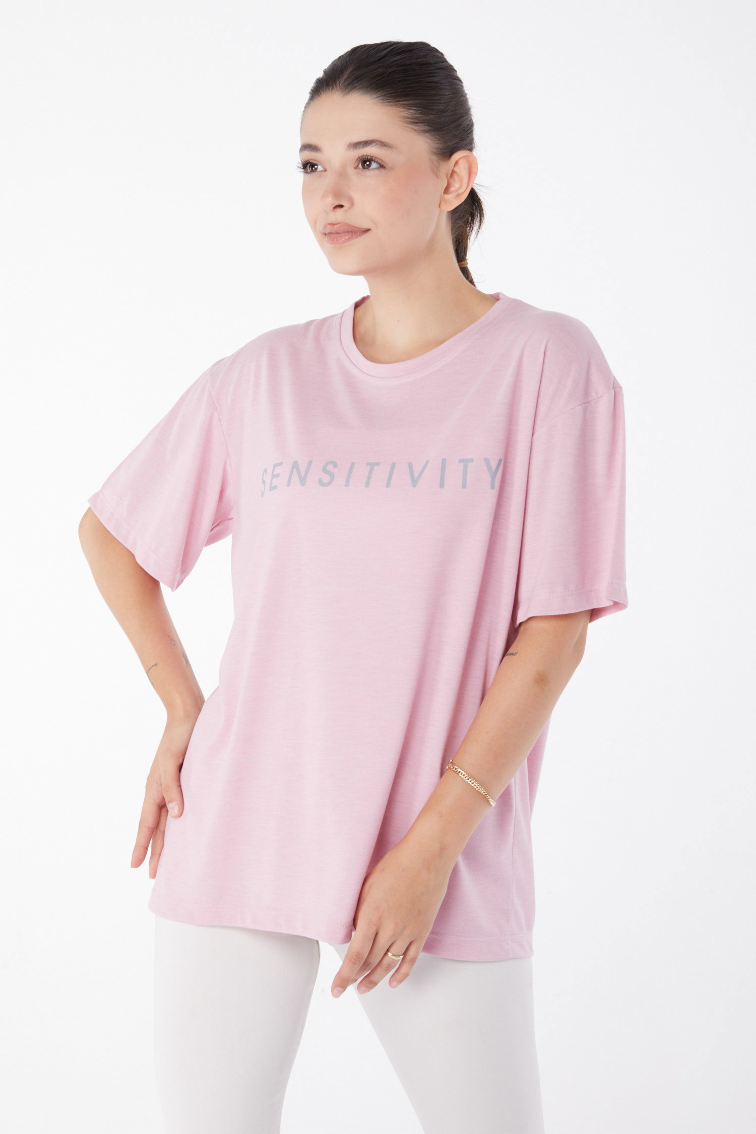 Kısa Kollu Baskılı T-shirt Gül - 25984 - 2