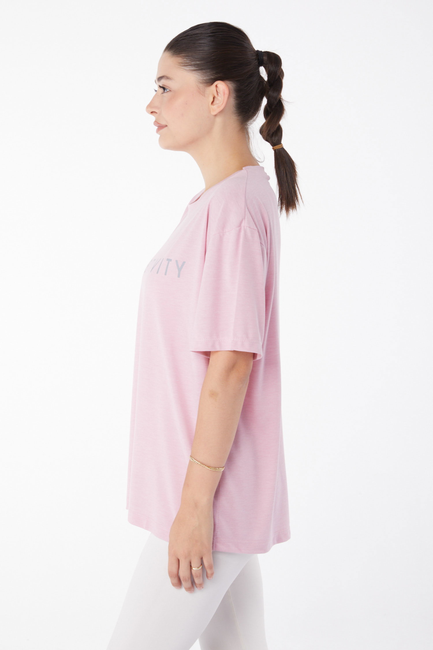 Kısa Kollu Baskılı T-shirt Gül - 25984 - 4