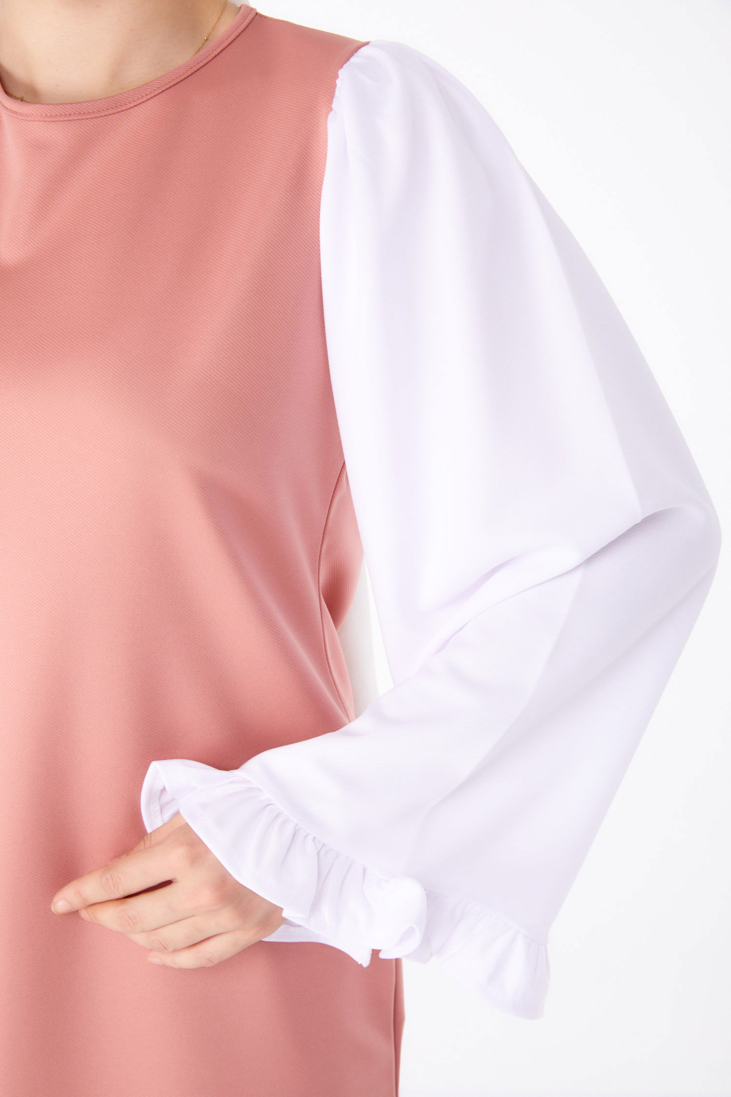 Düz Bisiklet Yaka Kadın Gül Tunik Pantolon İkili Takım - 13198 - 5