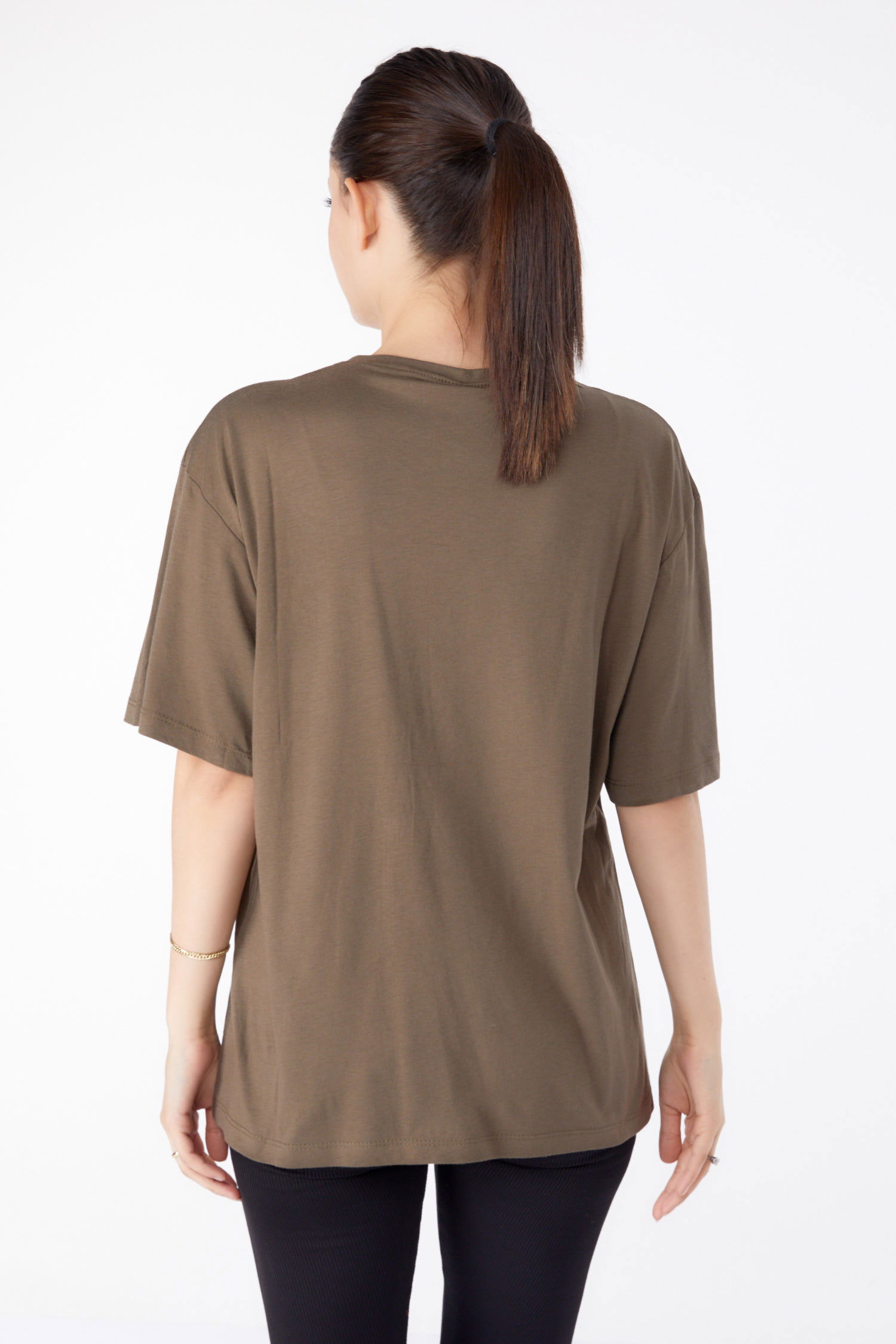 Baskılı Kısa Kollu T-Shirt Haki - 25396 - 5