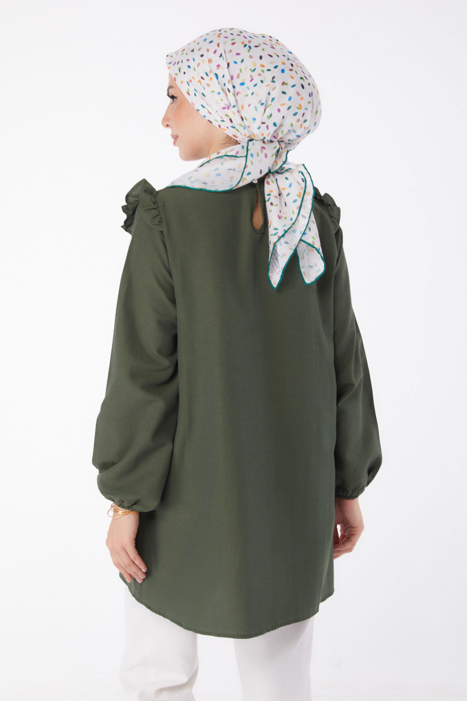 Fırfır Detaylı Tunik Haki - 13142 - 4