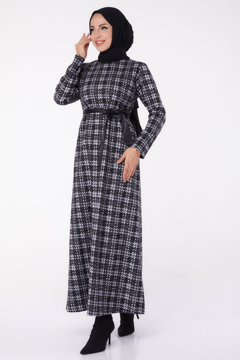 Kuşaklı Elbise Haki - 13324 - TOFİSA