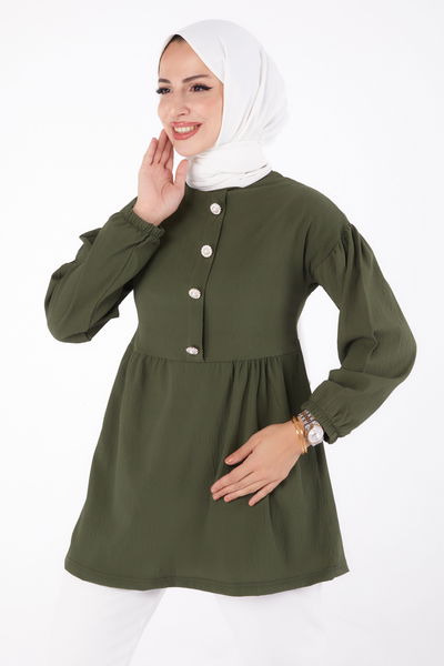 Taşlı Tunik Haki - 13294 