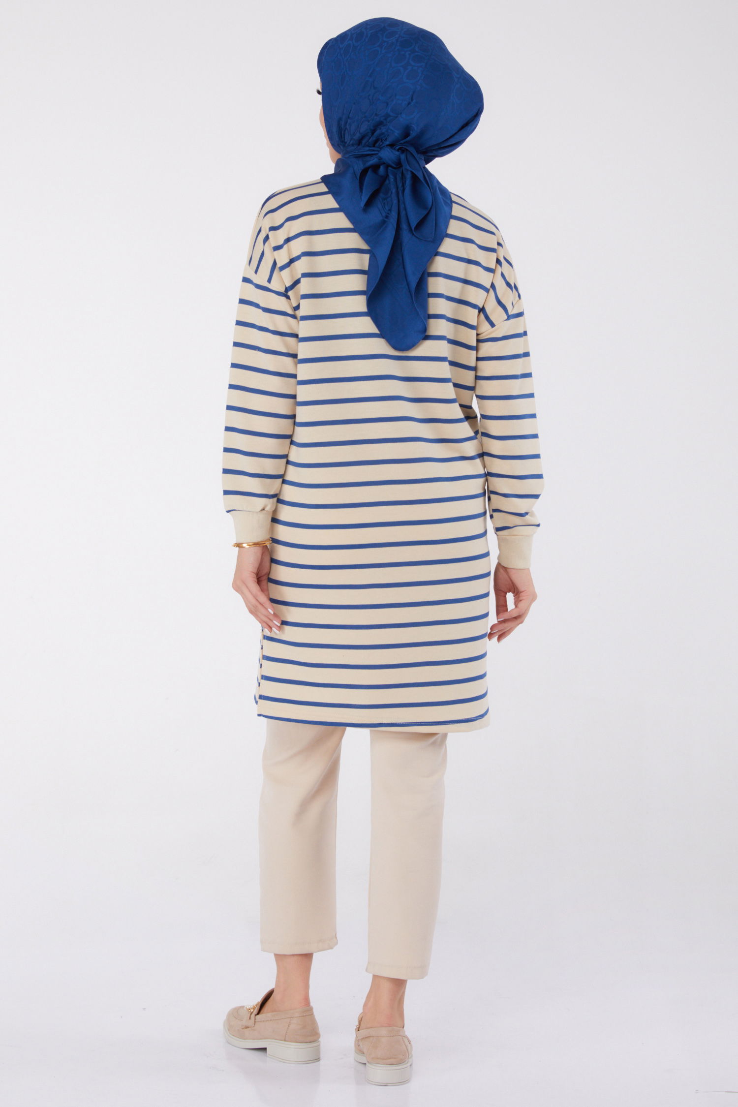 Çizgili Aramalı Tunik Indigo - 26458 - 6