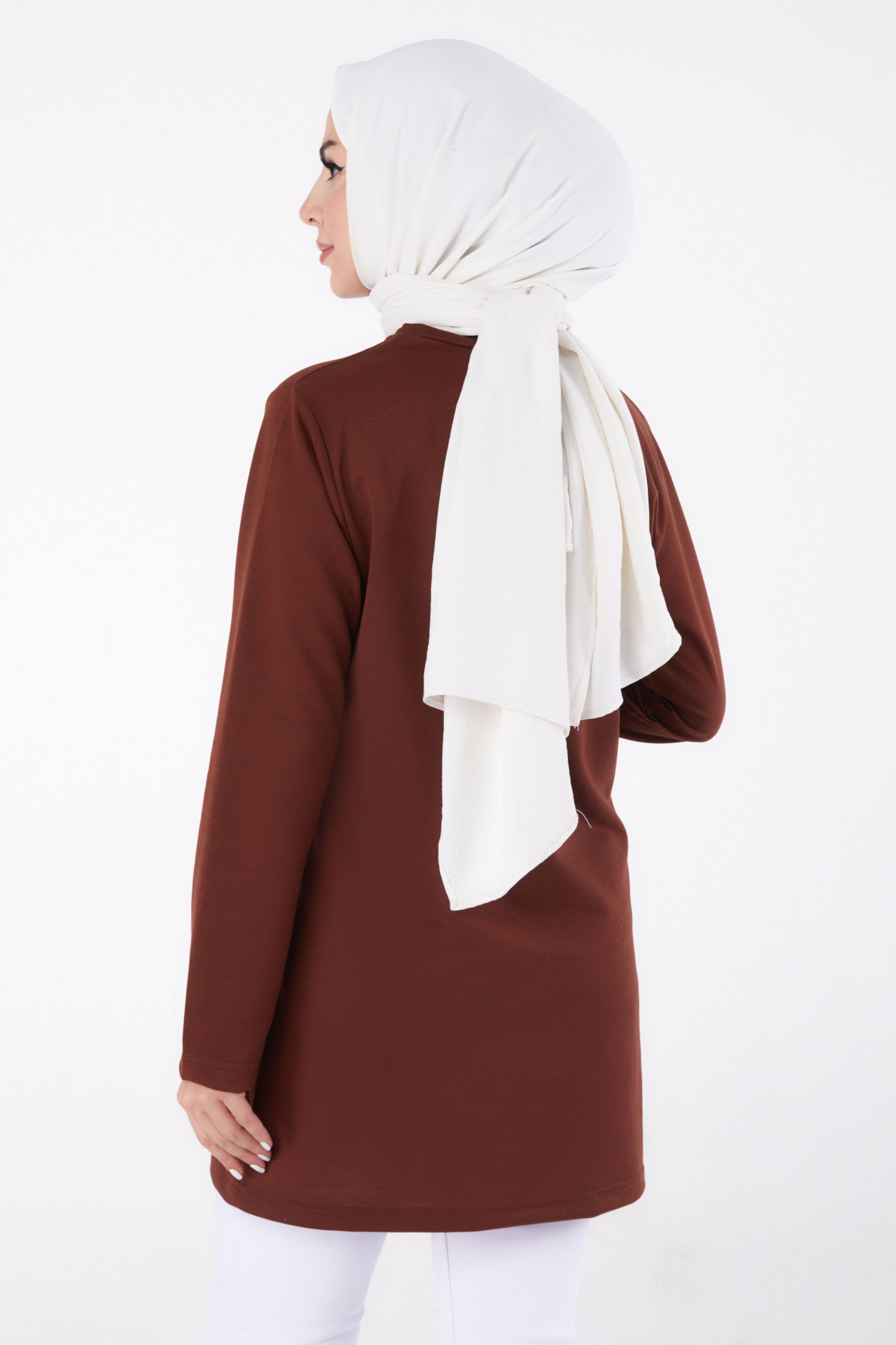 Baskılı Sweatshirt Kahve - 13328 - 5