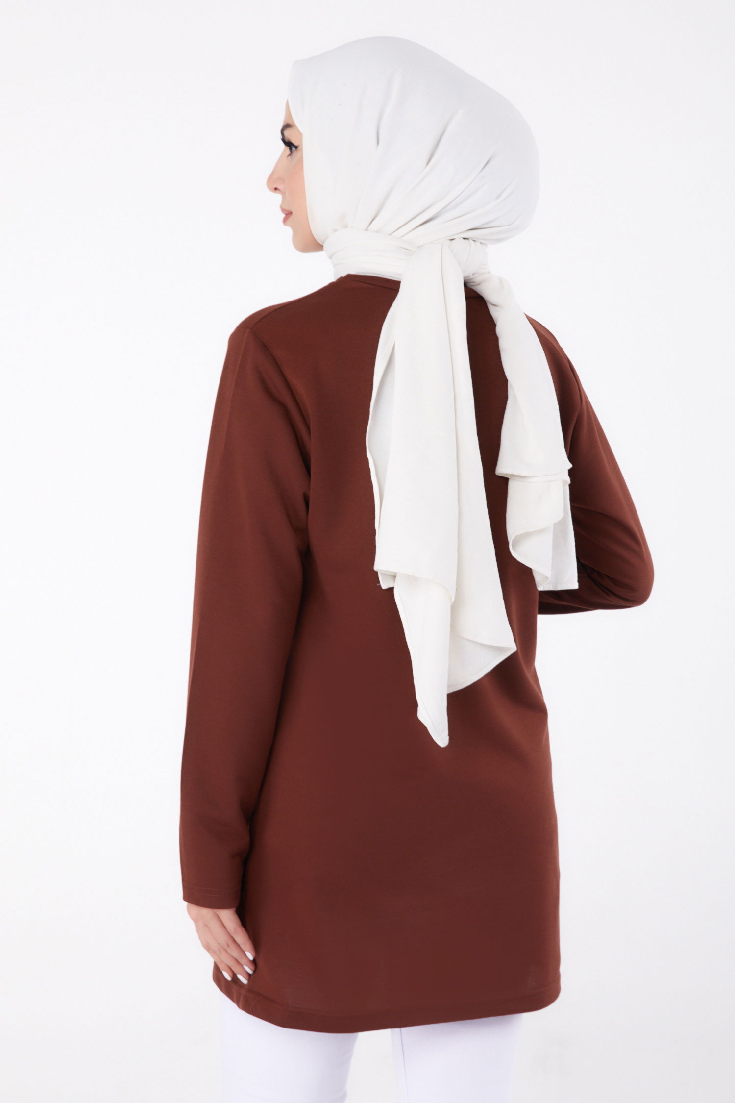 Baskılı Sweatshirt Kahve - 13335 - 5