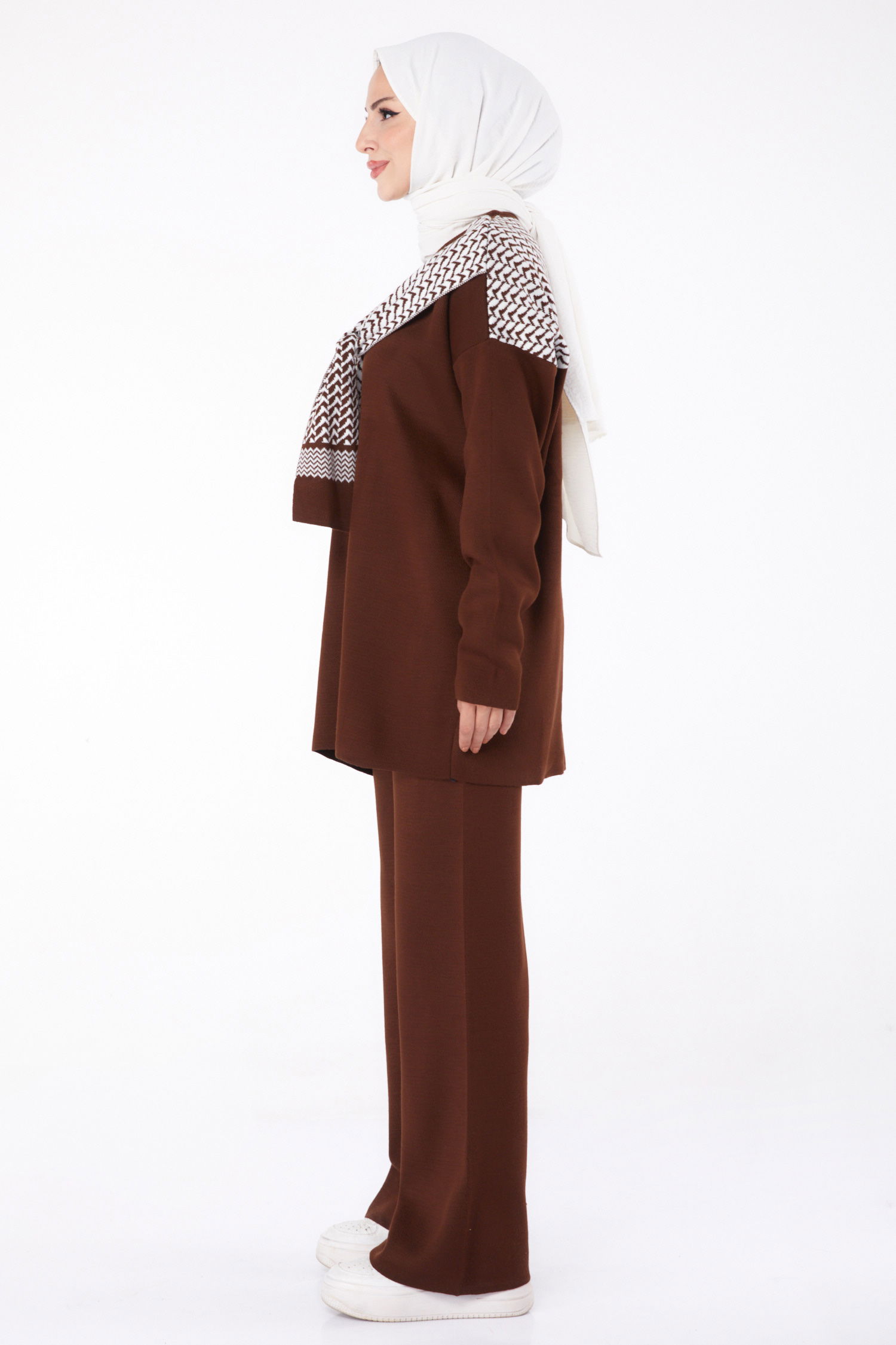 Desenli Triko Takım Kahve - 26299 - 4