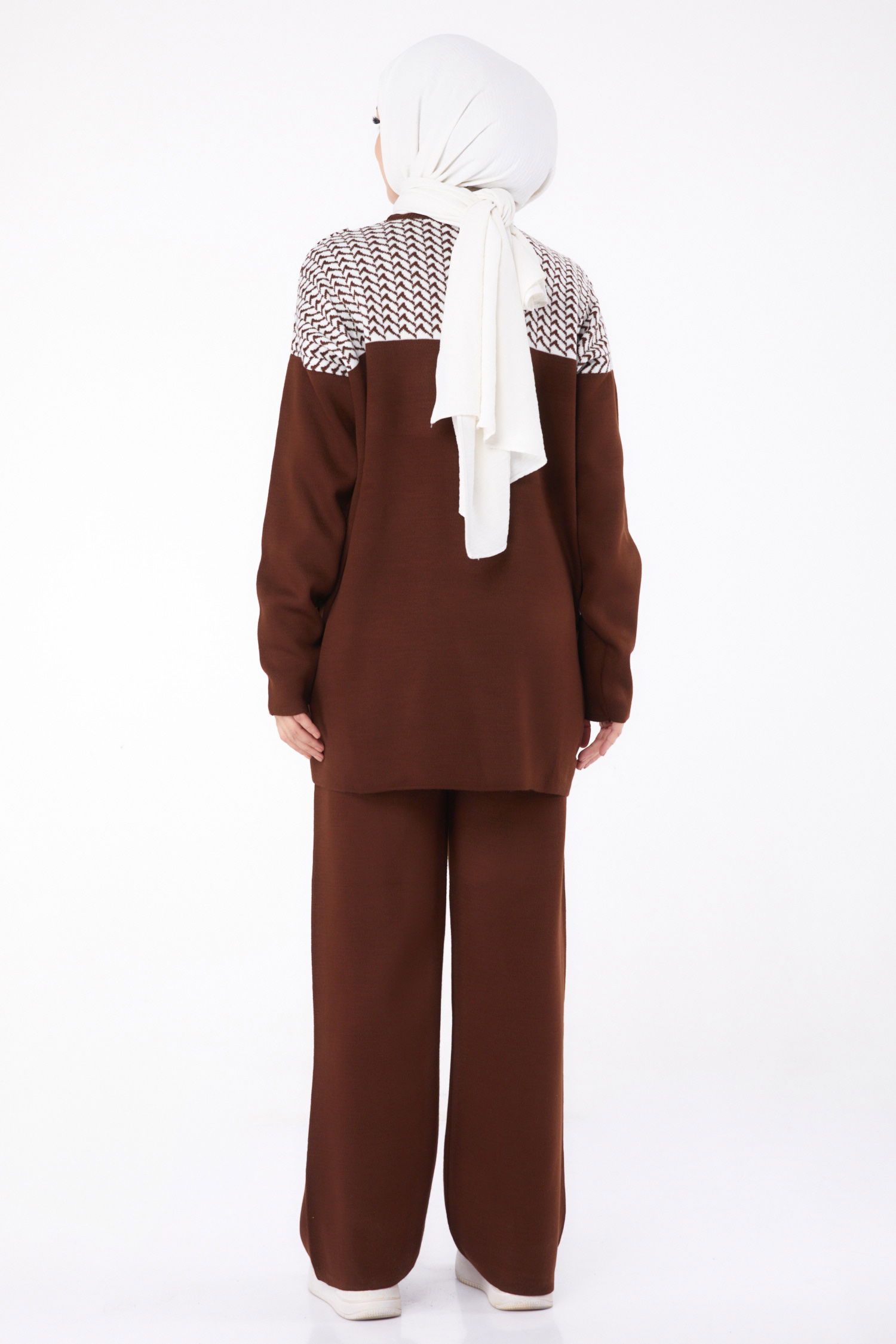 Desenli Triko Takım Kahve - 26299 - 5