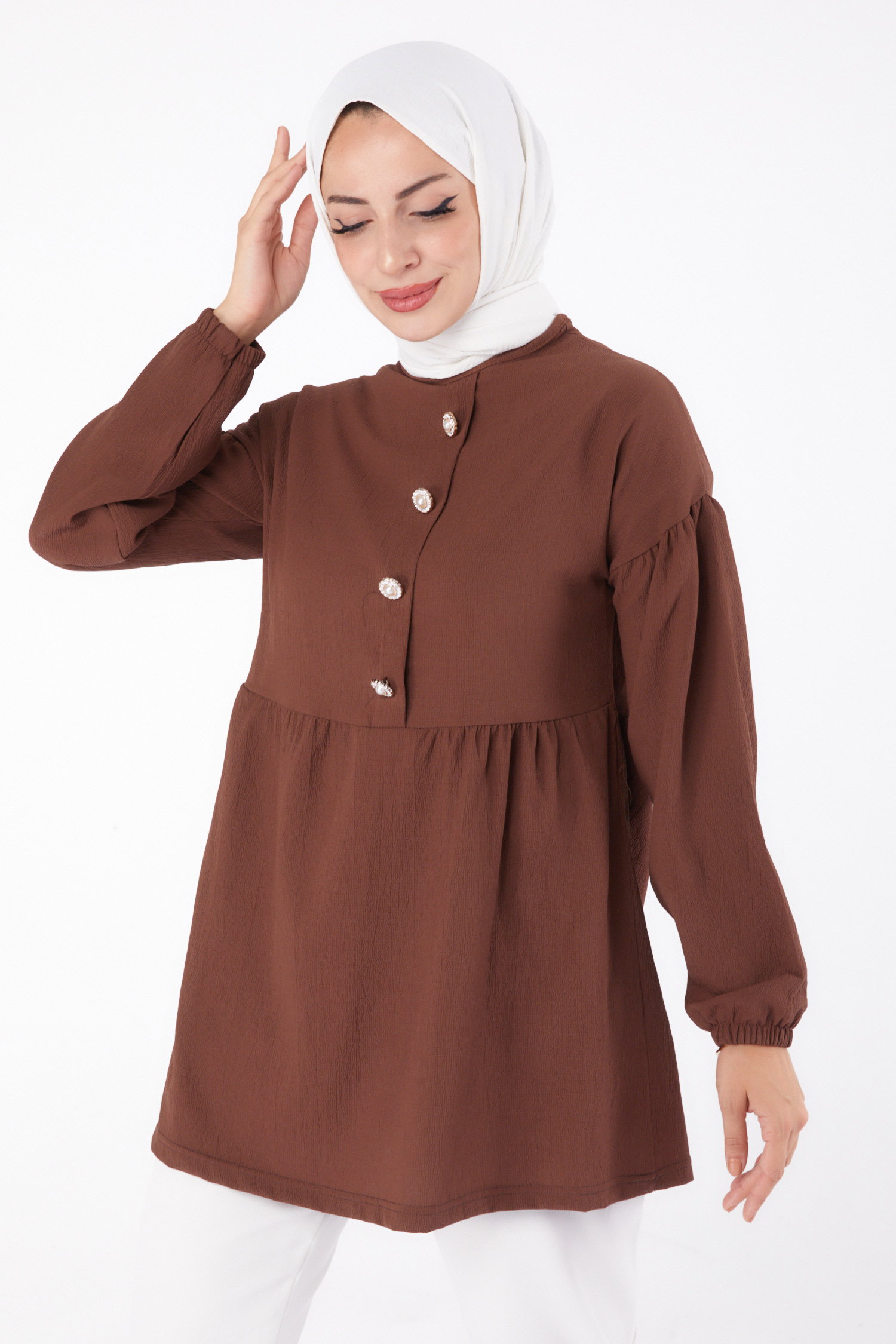 Taşlı Tunik Kahve - 13294 - 2