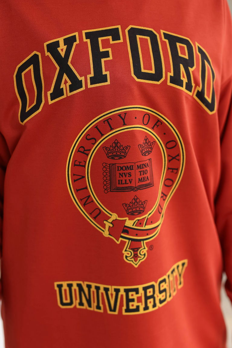 Baskılı Sweatshirt Kiremit - 13281 - TOFİSA