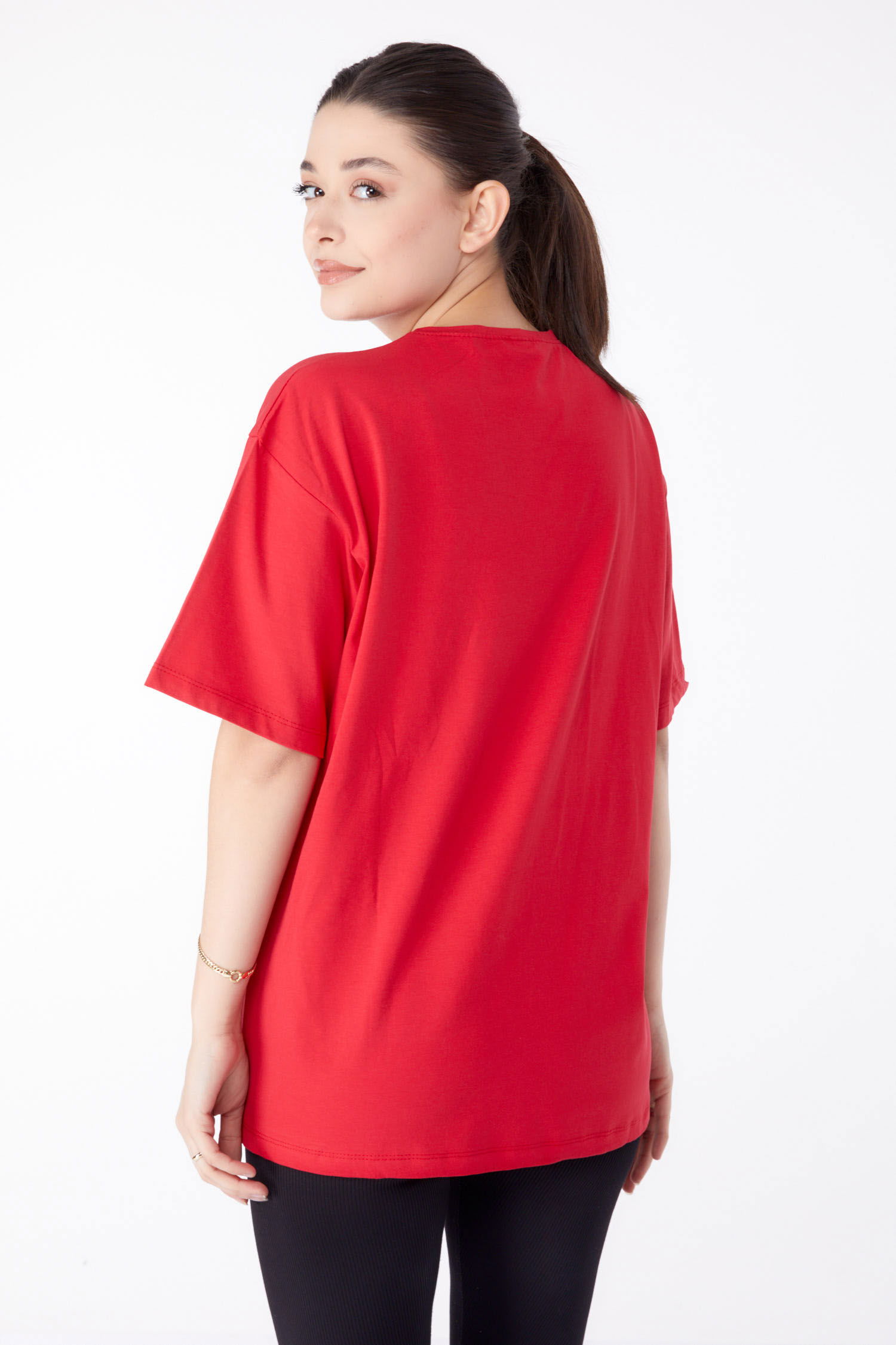 Baskılı Kısa Kollu T-Shirt Kirmizi - 25392 - 5