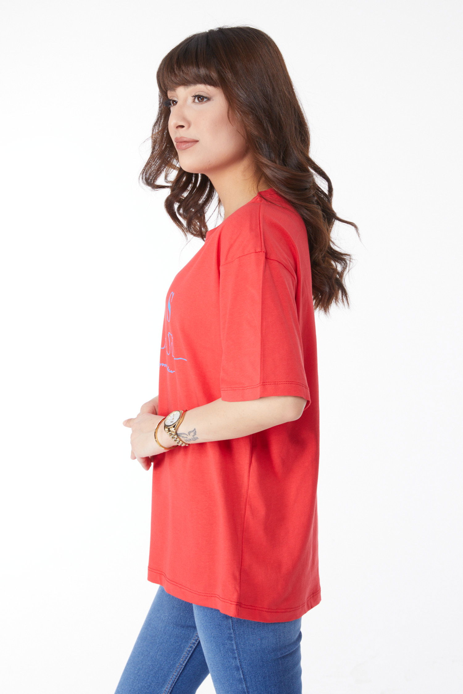 Baskılı T-shirt Kirmizi - 25170 - 4
