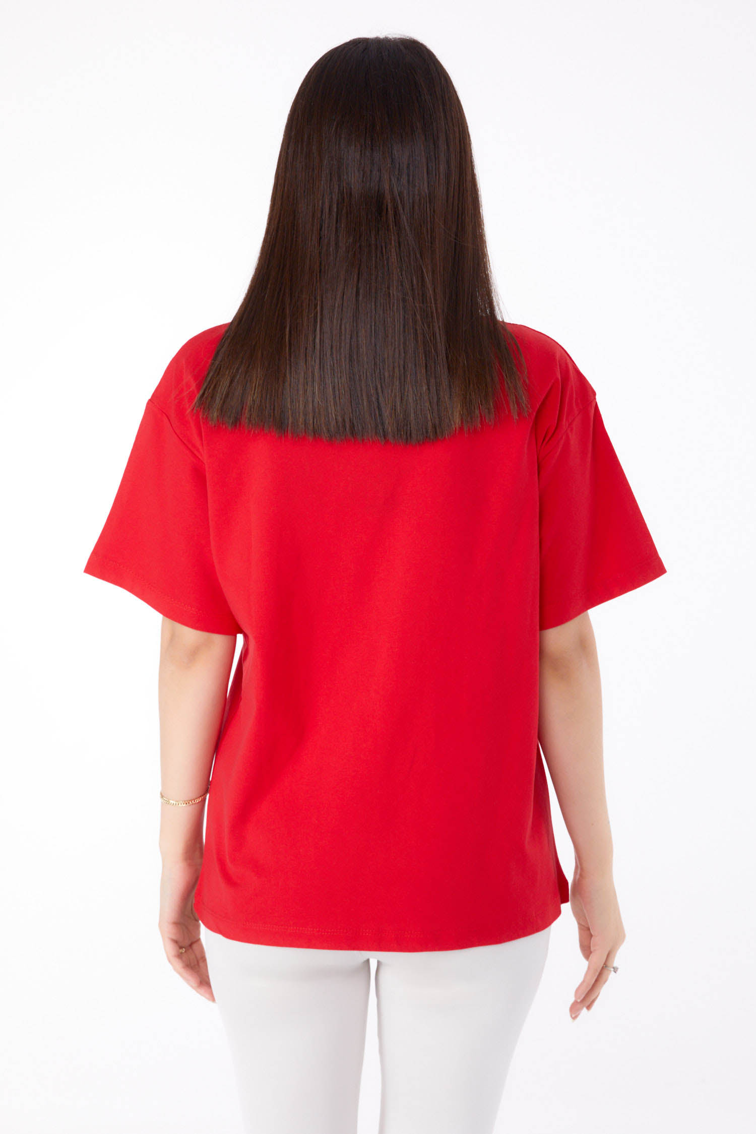Baskılı T-shirt Kirmizi - 25700 - 5