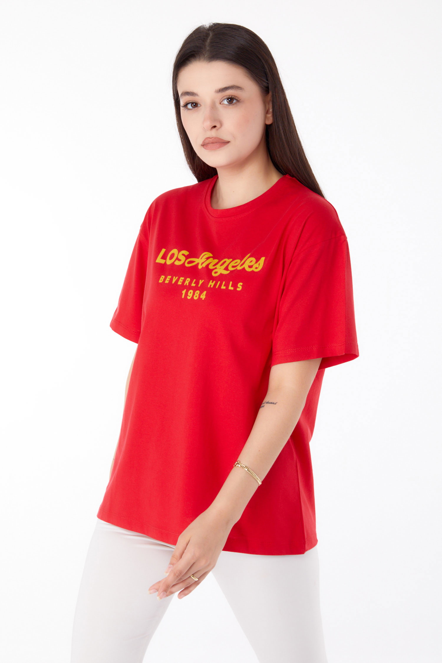 Baskılı T-shirt Kirmizi - 25701 - 2