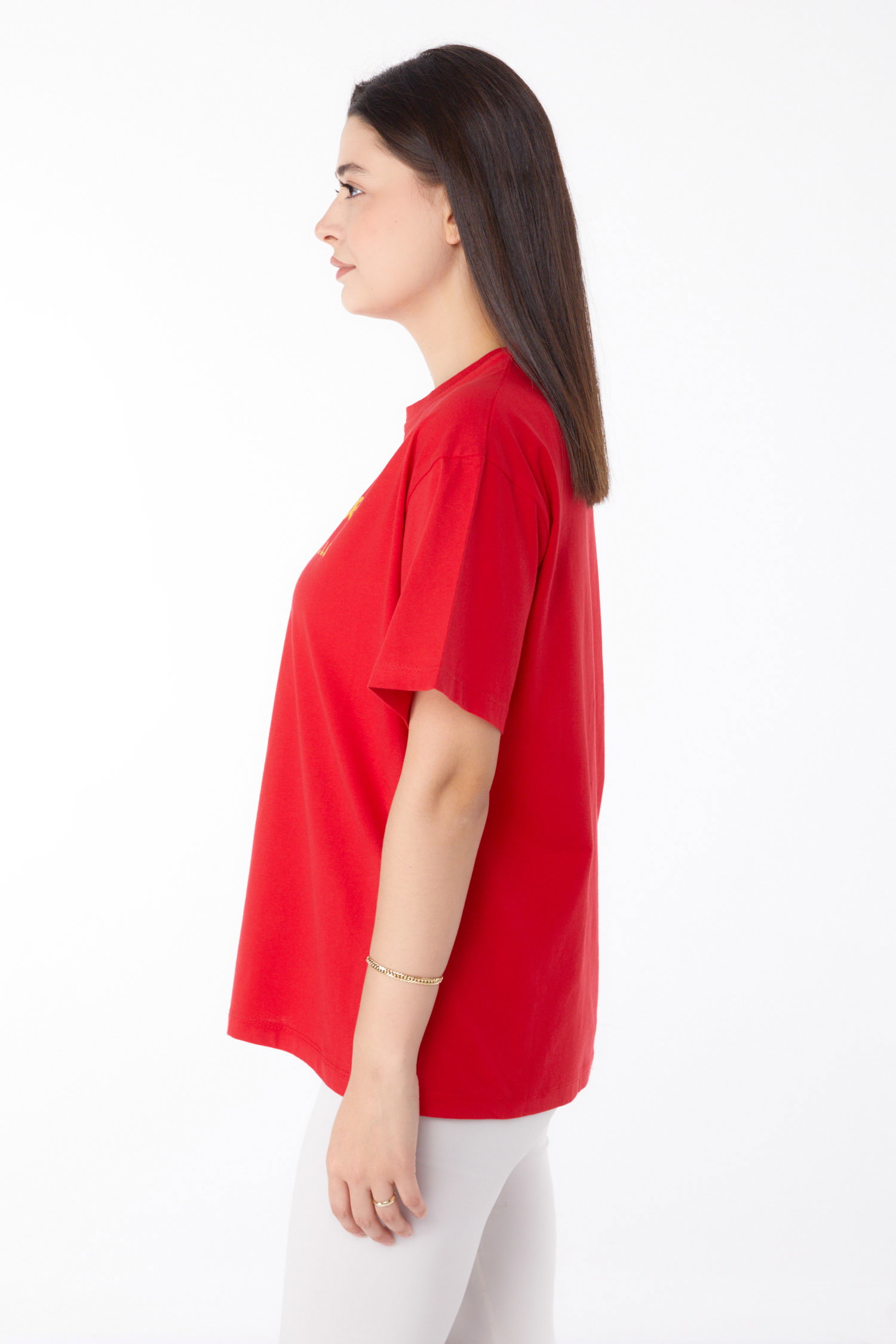 Baskılı T-shirt Kirmizi - 25701 - 4