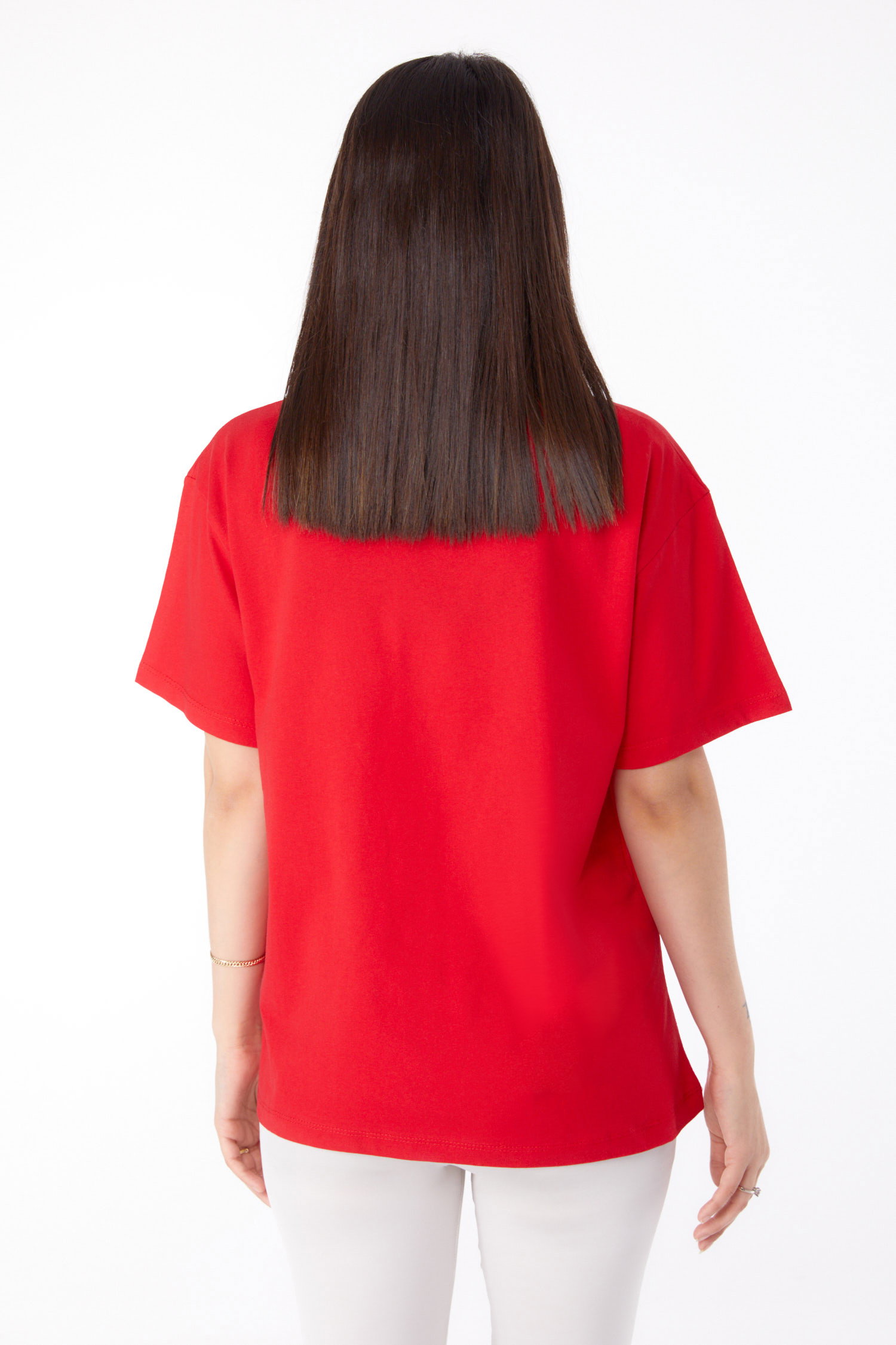 Baskılı T-shirt Kirmizi - 25701 - 5