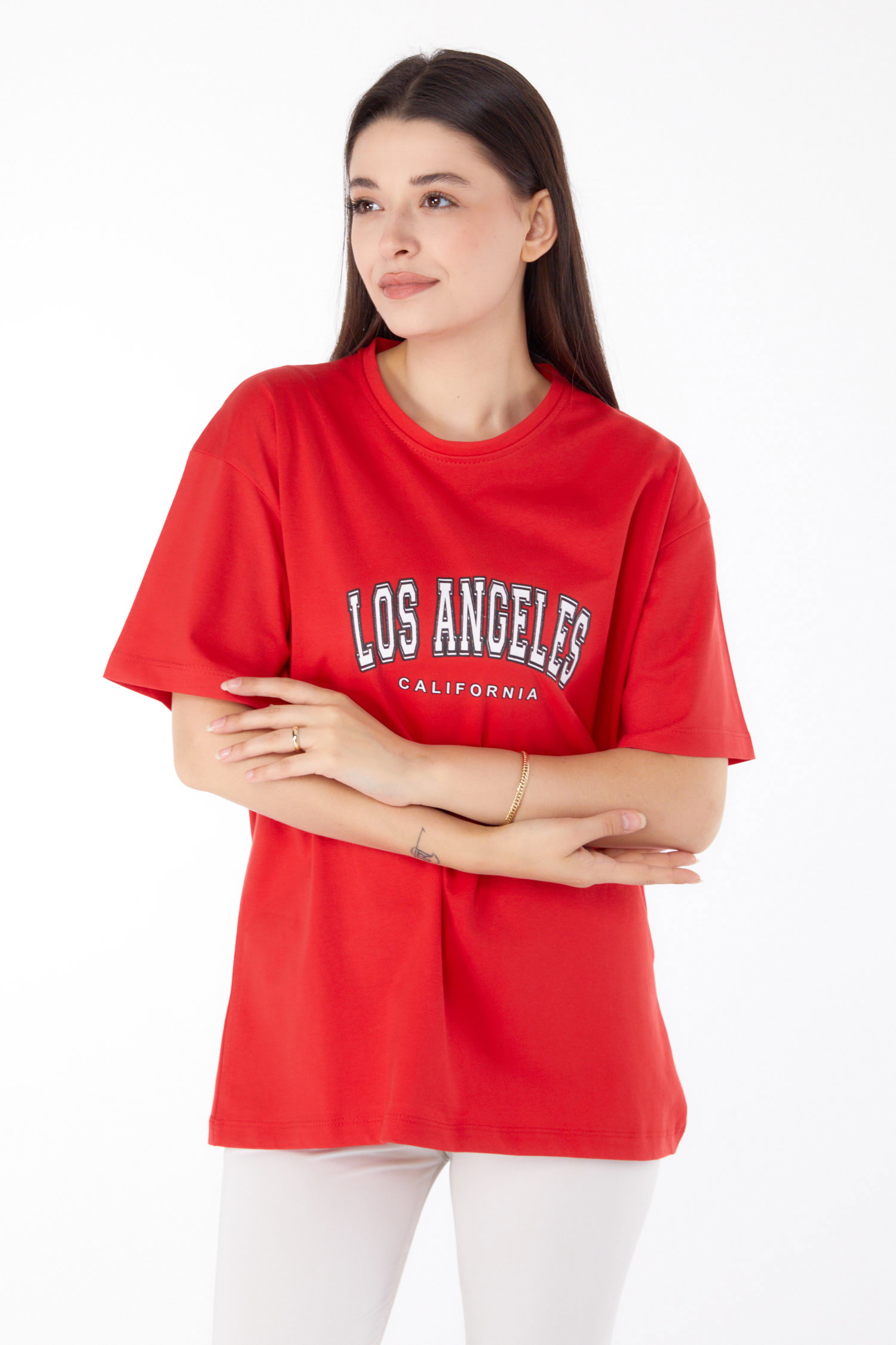 Baskılı T-shirt Kirmizi - 25704 - 1