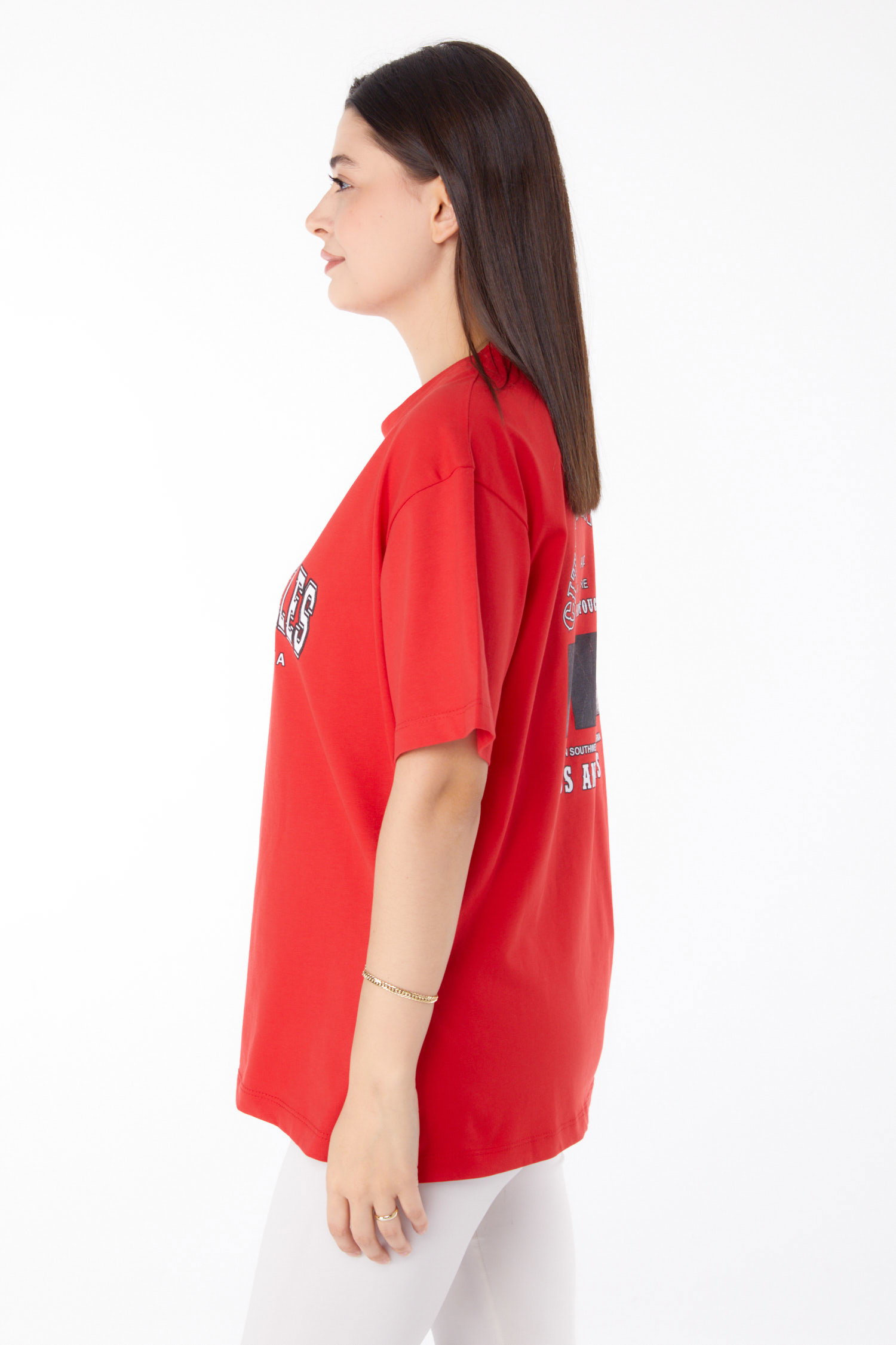 Baskılı T-shirt Kirmizi - 25704 - 4