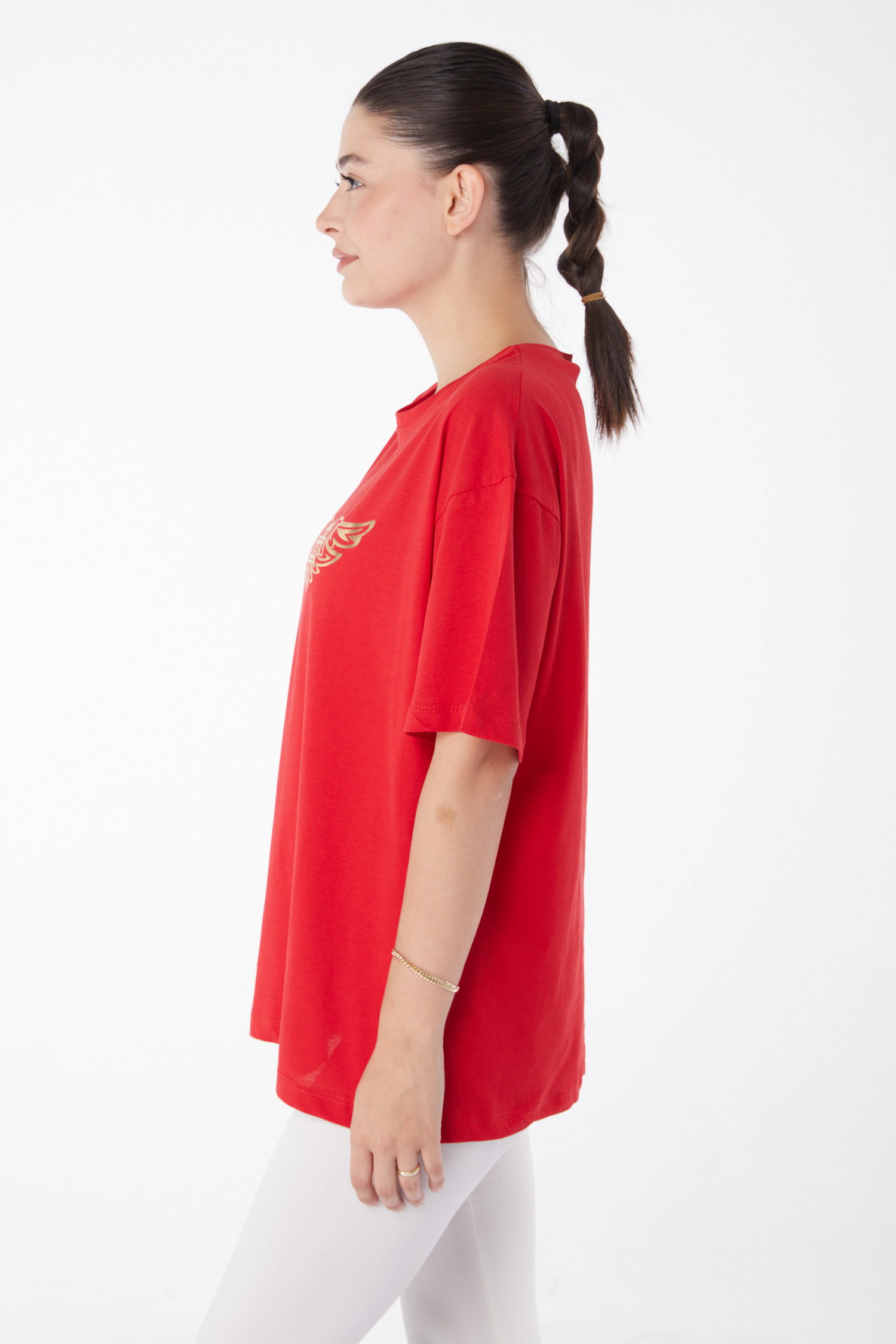Kısa Kollu Baskılı T-shirt Kirmizi - 25981 - 3