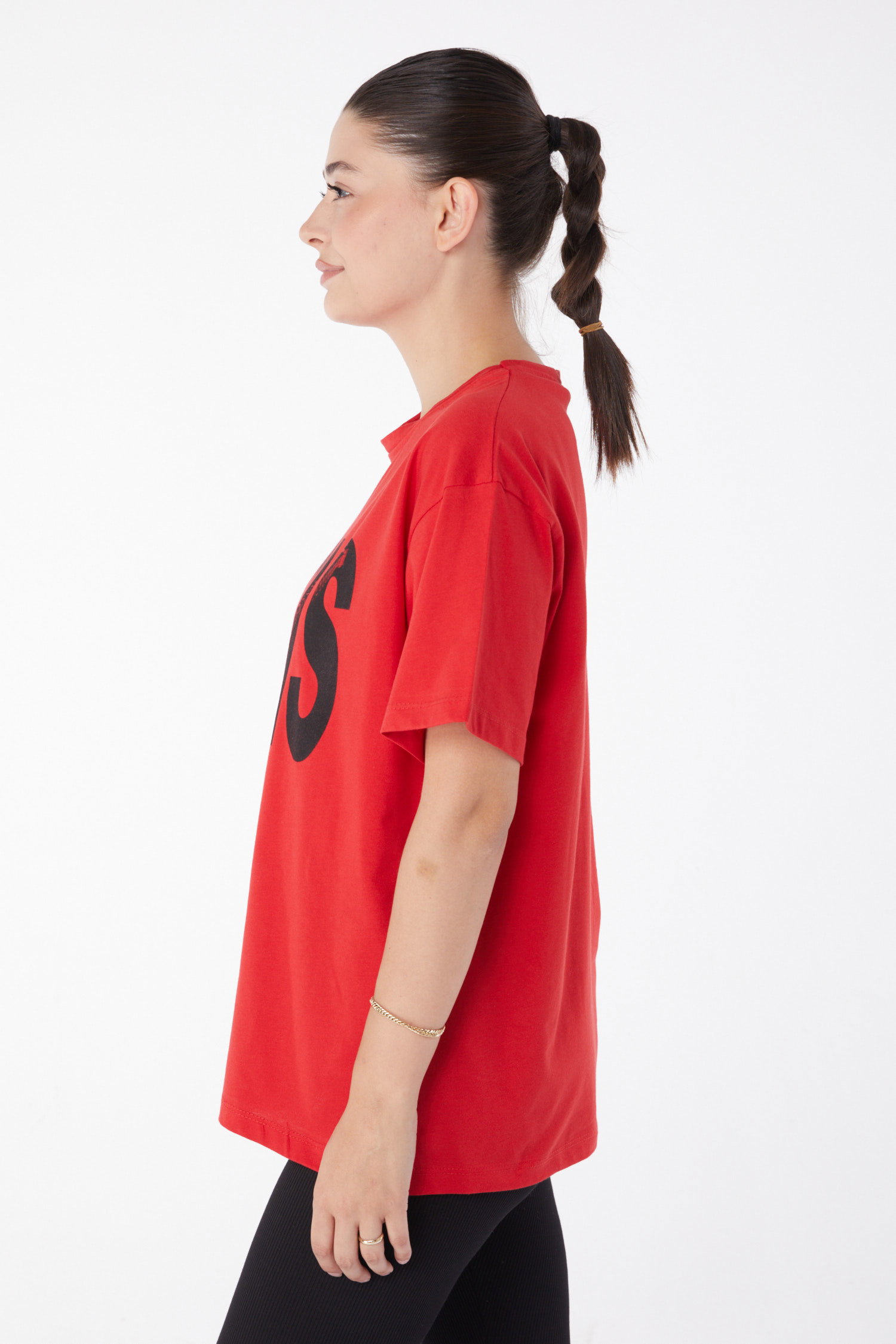 Kısa Kollu Baskılı T-shirt Kirmizi - 25985 - 4