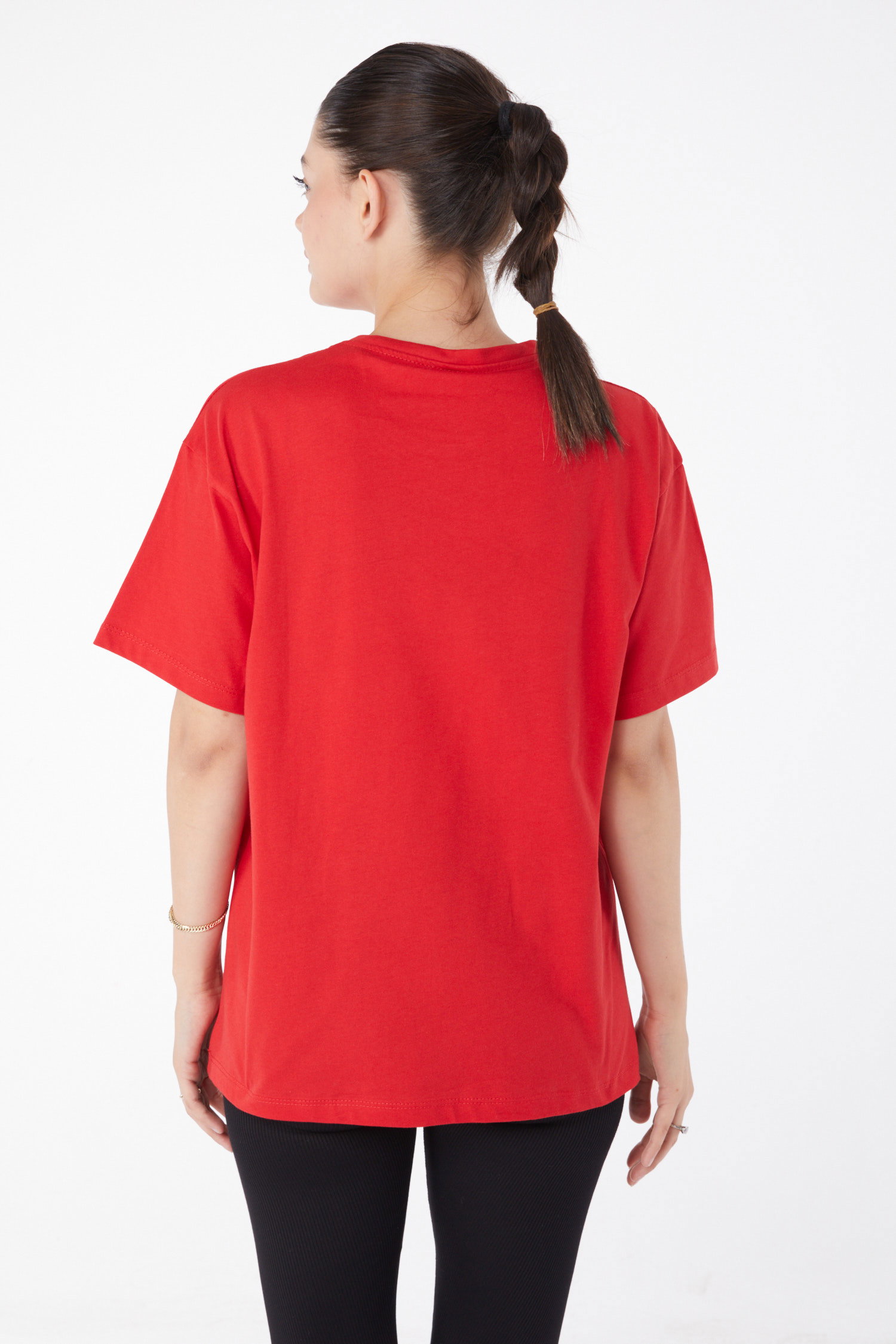 Kısa Kollu Baskılı T-shirt Kirmizi - 25985 - 5