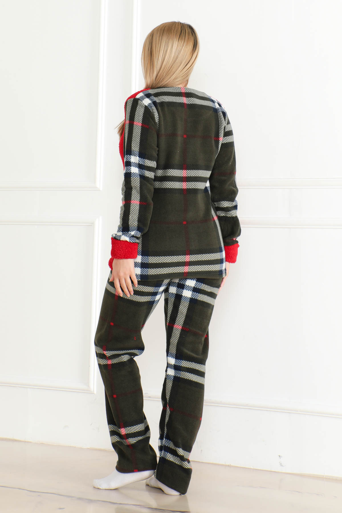 Nakışlı Peluş Polar Pijama Takım Kirmizi - 26631 - 4