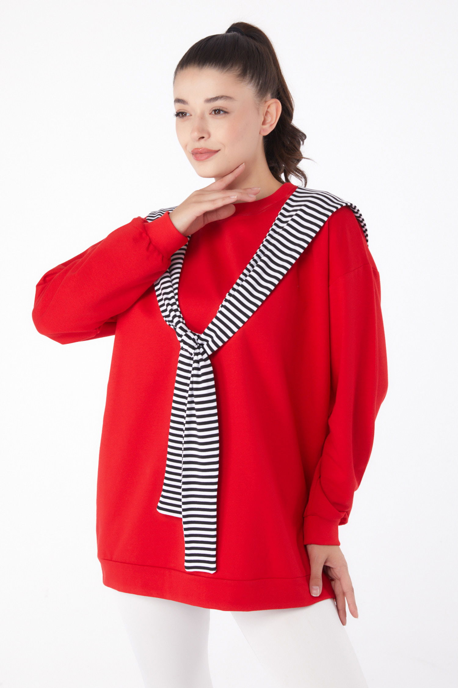 Şallı Sweat Kirmizi - 26223 - 2