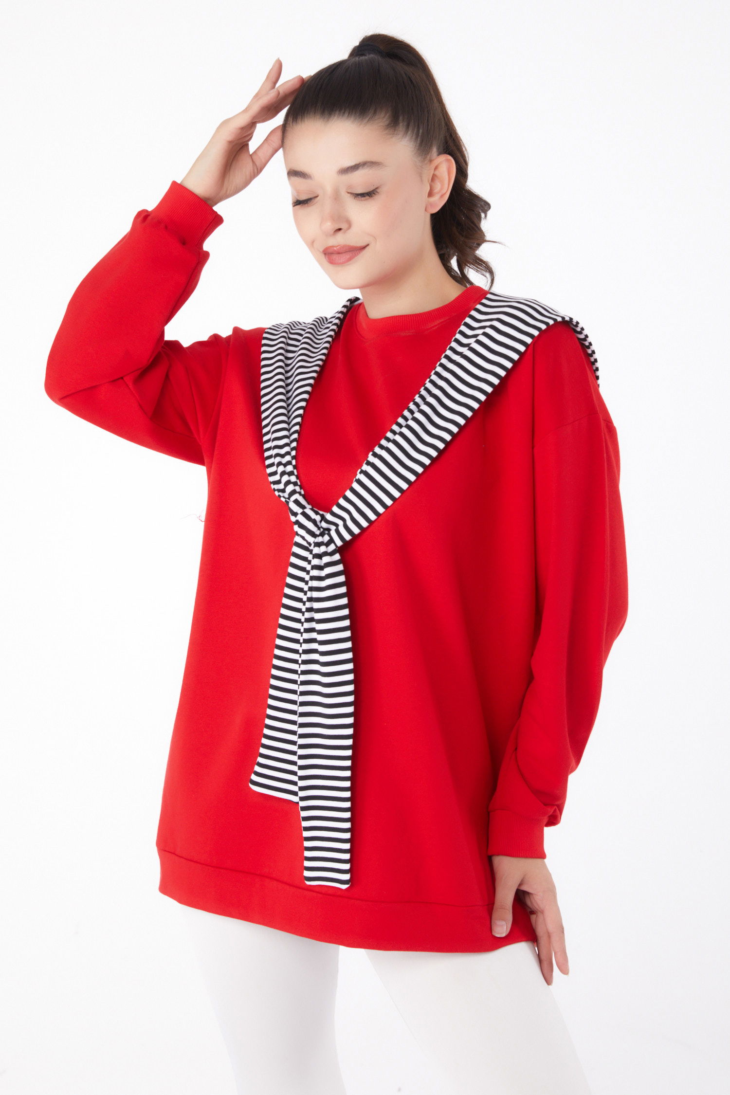 Şallı Sweat Kirmizi - 26223 - 3