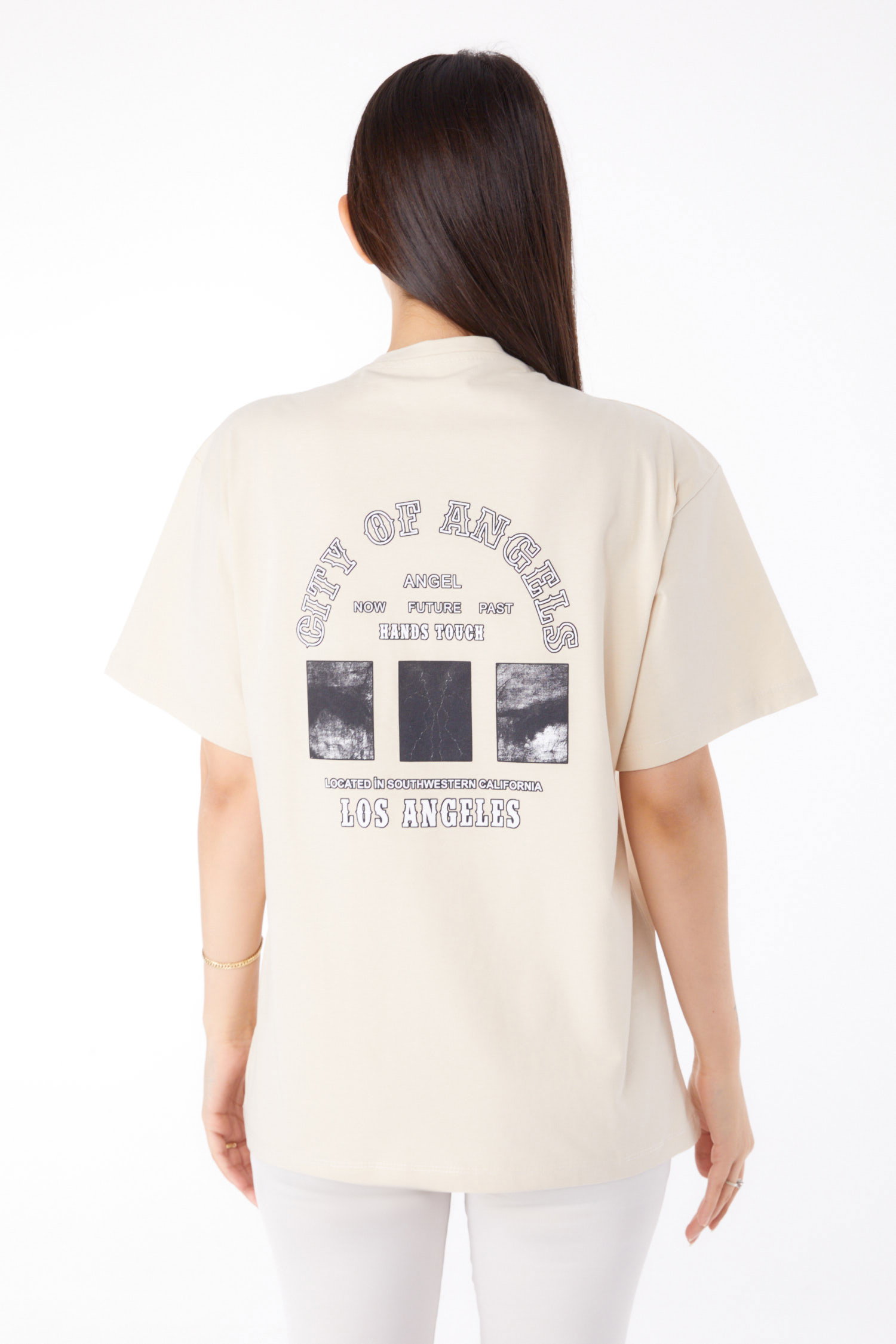 Baskılı T-shirt Krem - 25704 - 5