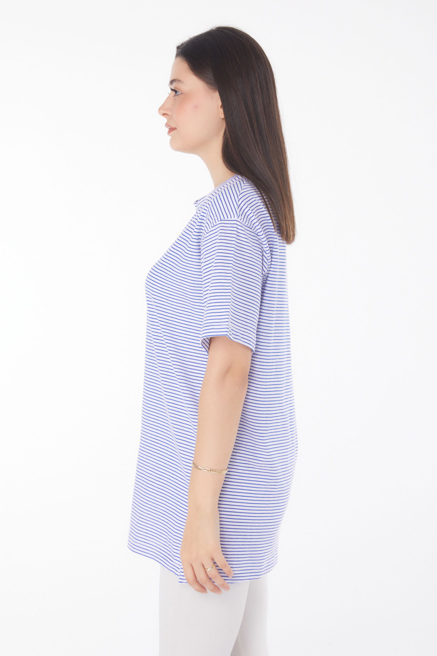 Çizgili Kısa Kollu T-shirt Lacivert - 25760 - 4