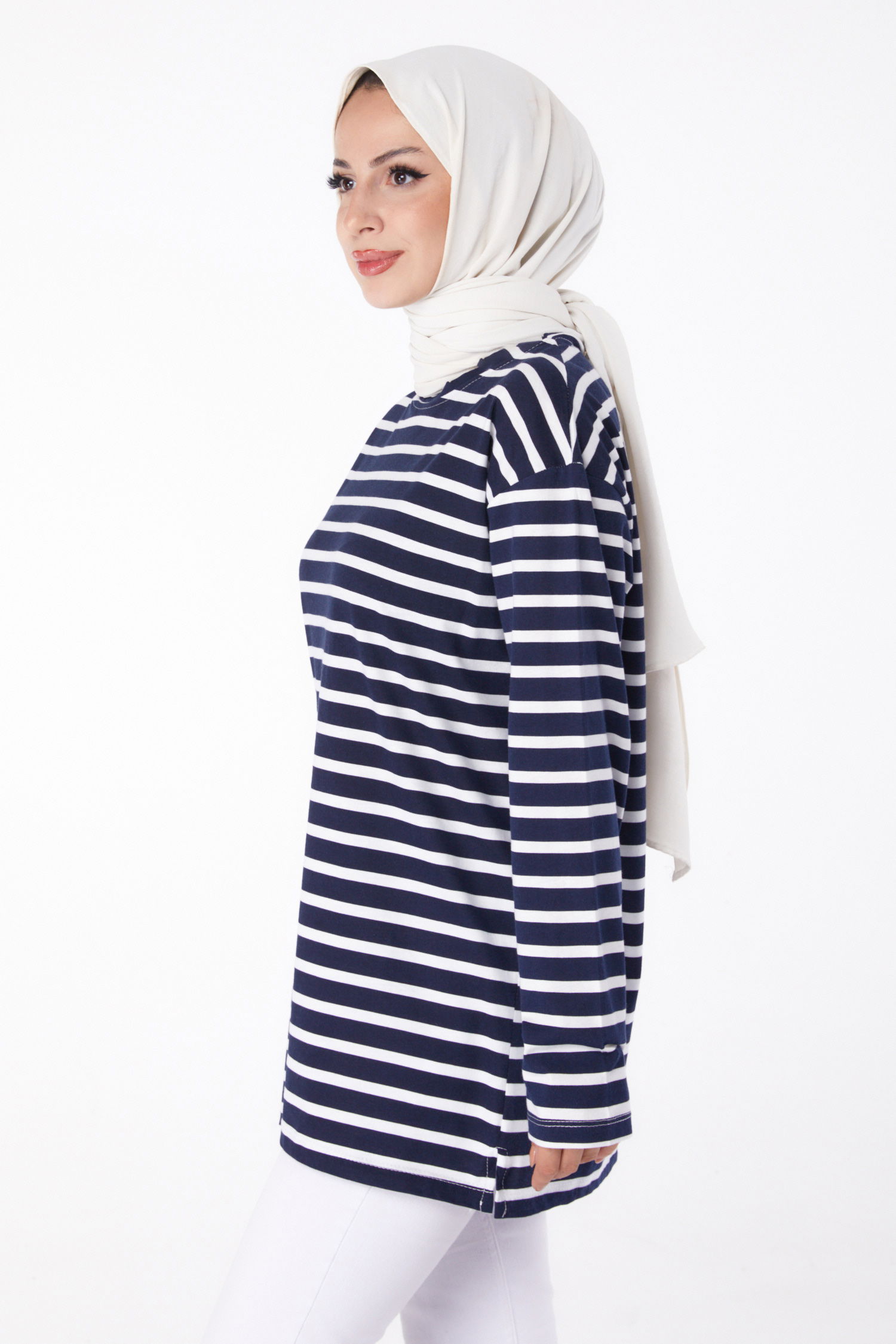 Çizgili Sweat Lacivert - 26244 - 4