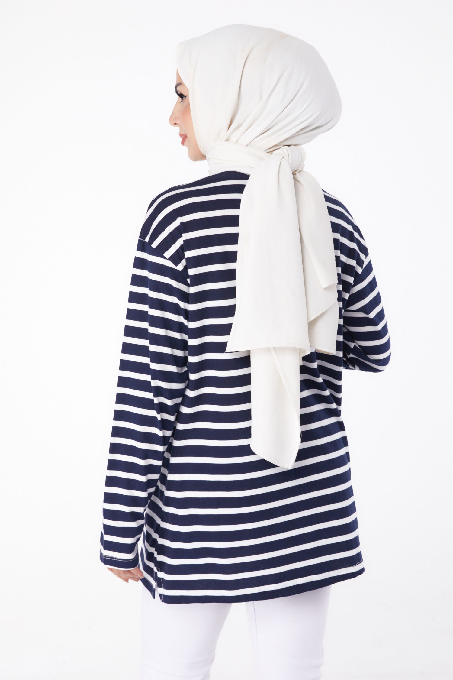 Çizgili Sweat Lacivert - 26244 - 5