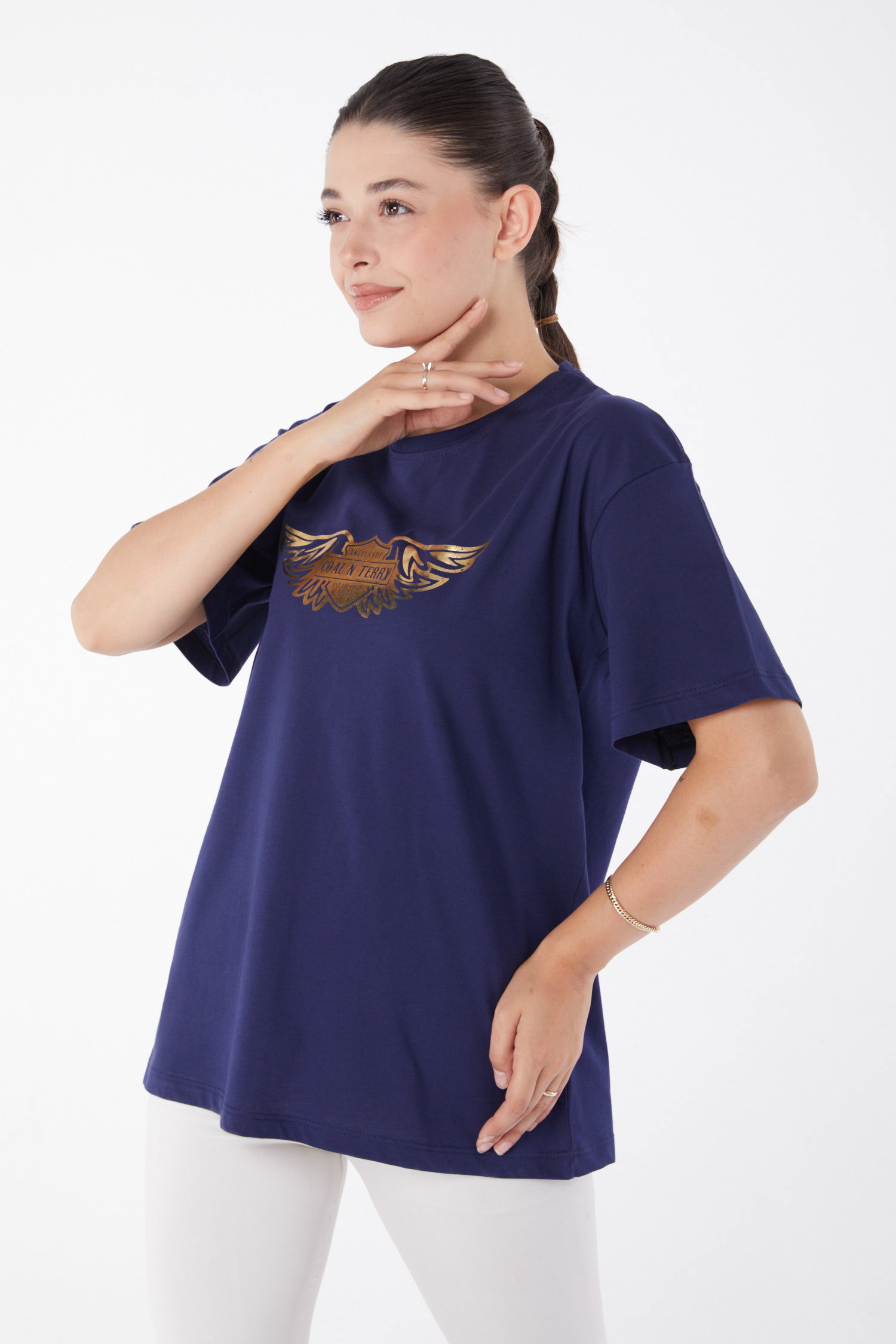 Kısa Kollu Baskılı T-shirt Lacivert - 25981 - 2