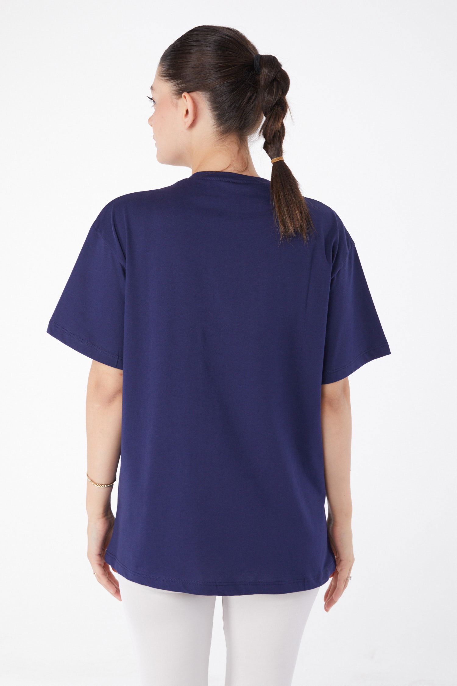 Kısa Kollu Baskılı T-shirt Lacivert - 25981 - 3