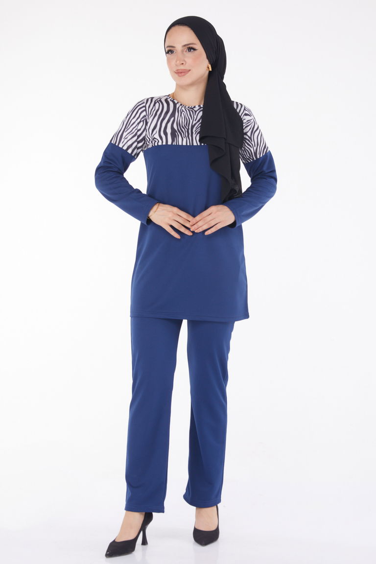 Leopar Garnili İkili Takım Lacivert - 13210 - TOFİSA