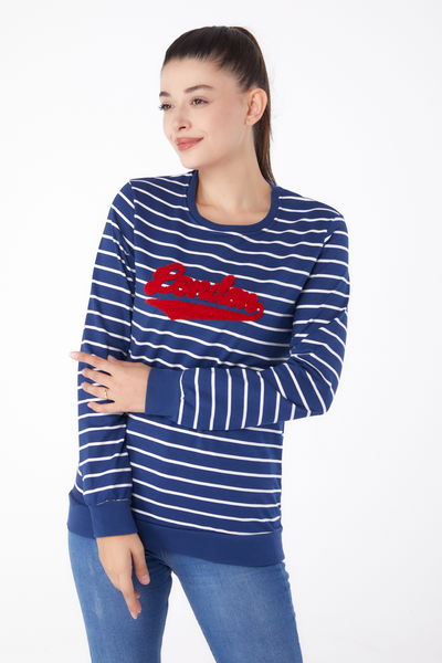 Nakışlı Sweatshirt Lacivert - 26287 
